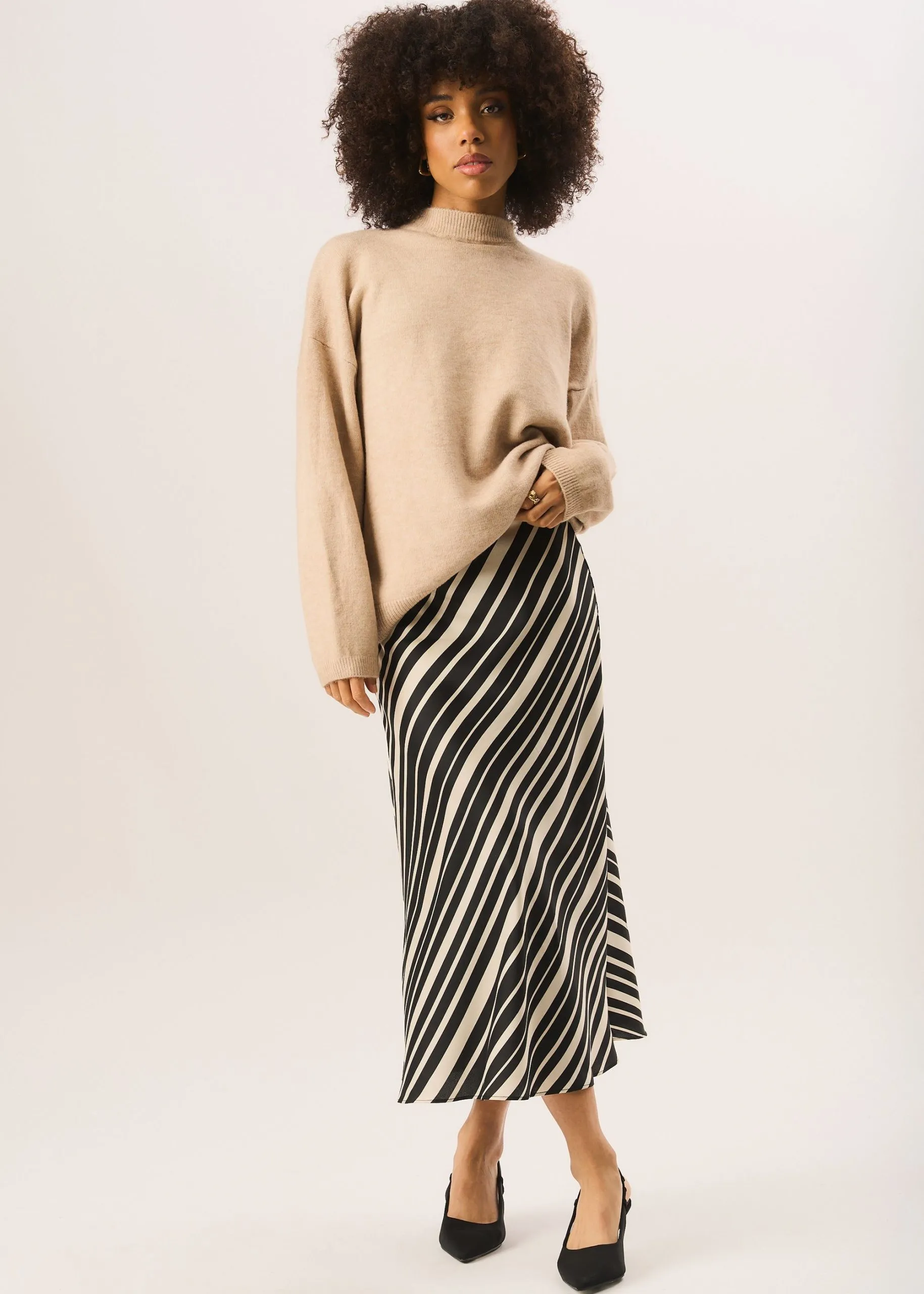 Bias Stripe Assymetric Skirt