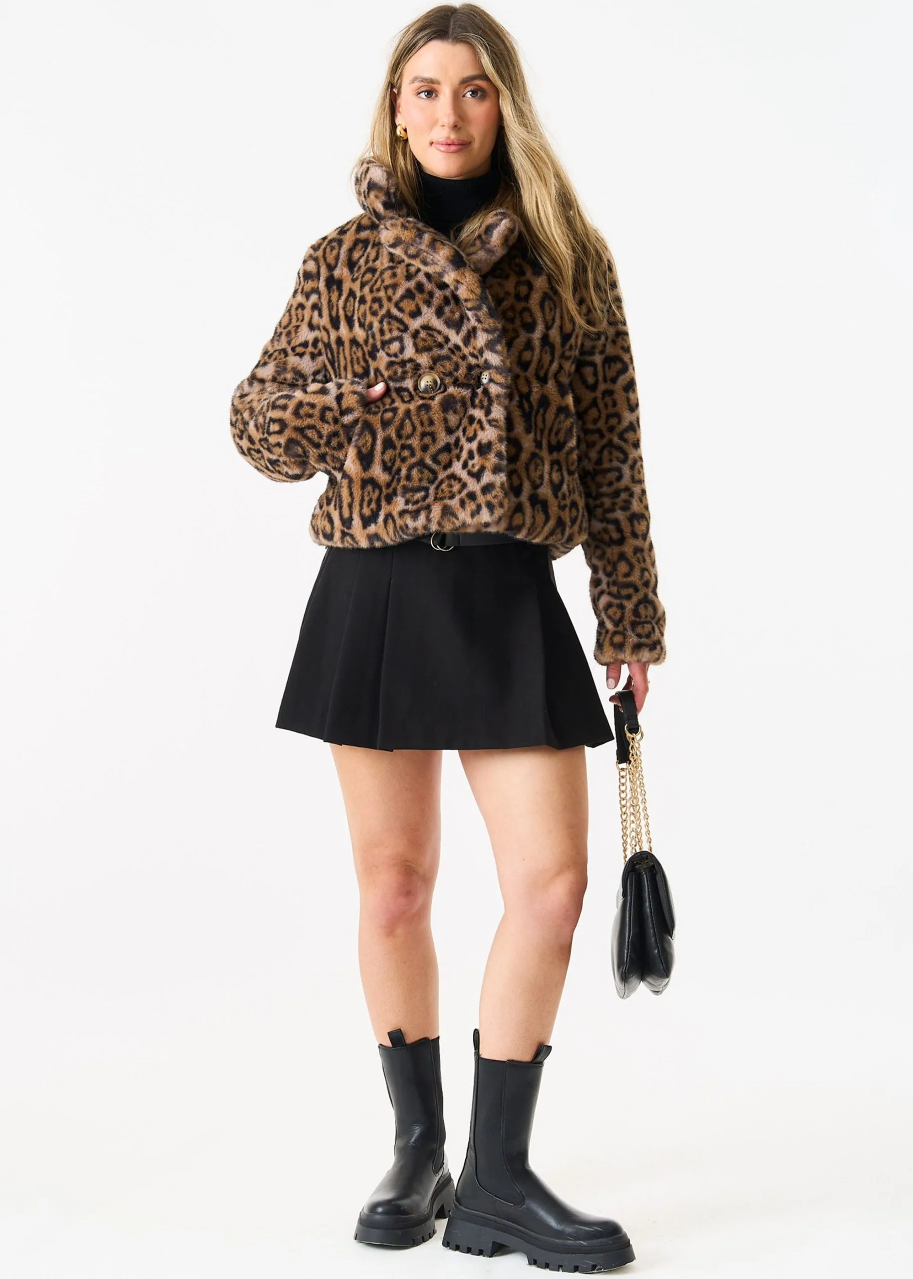 Brown  Animal Fur Short Jacket
