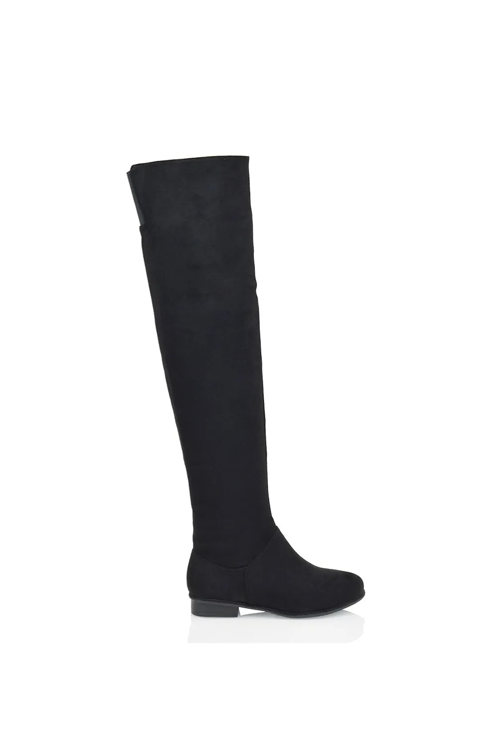 'Ivy' Flat Low Block Heel Over The Knee Boots