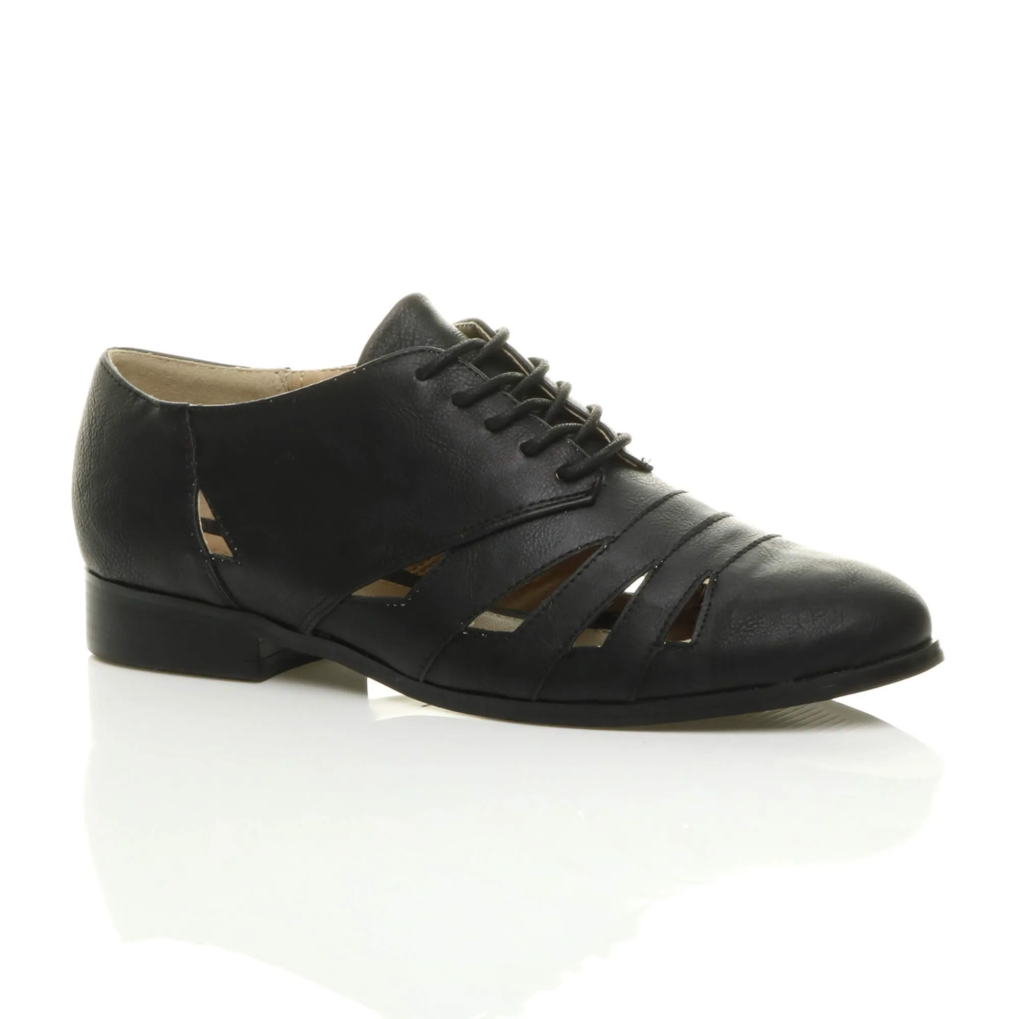 Low Heel Cut Out Lace Up Oxford Brogues