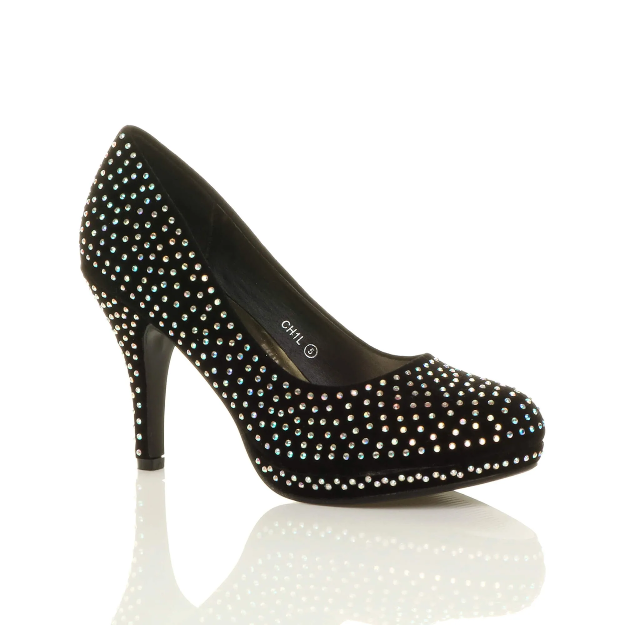 High  Heel  Diamante Court Shoes