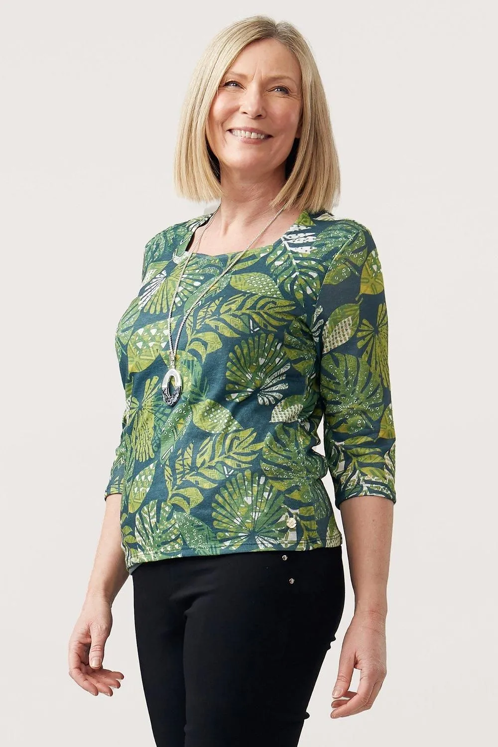 Tropical Sweetheart Neck Top