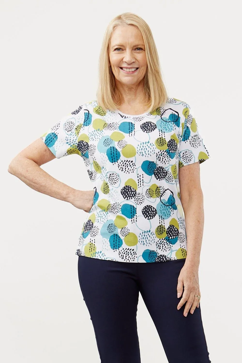 Abstract Circles Print Top