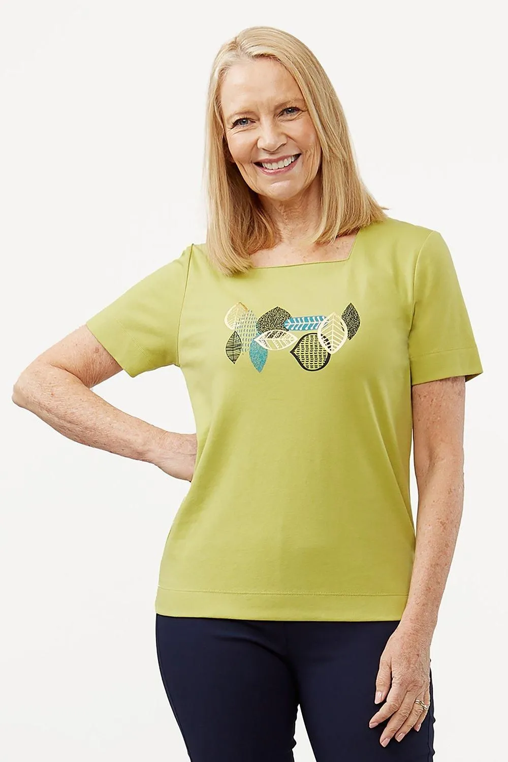 Pistachio Leaf Print Top