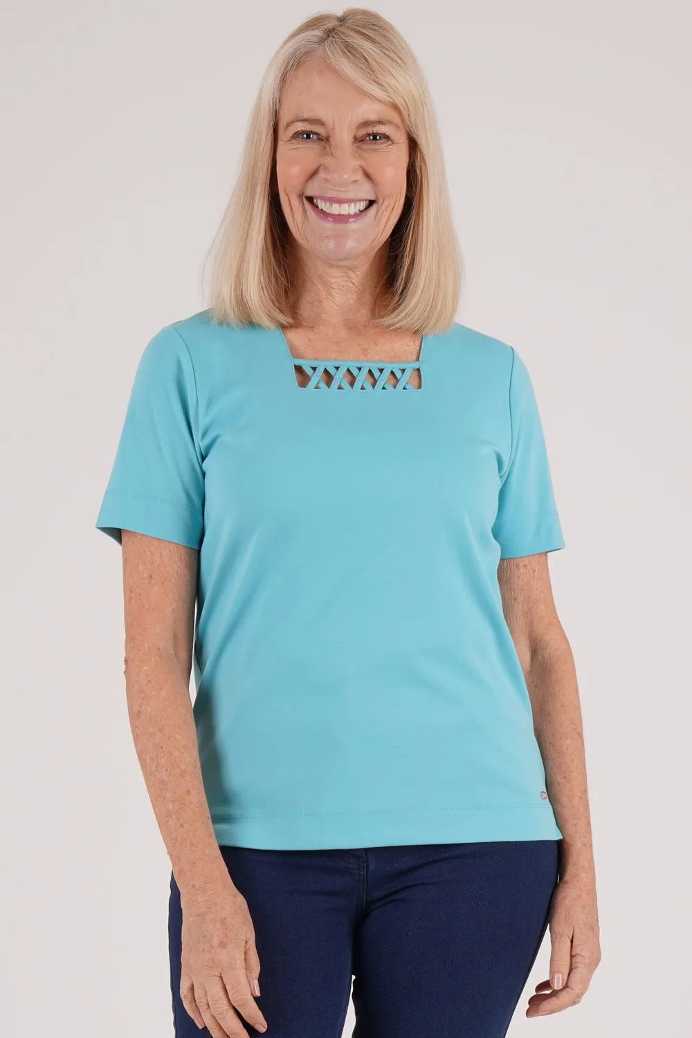 Trellis Square Neckline Top