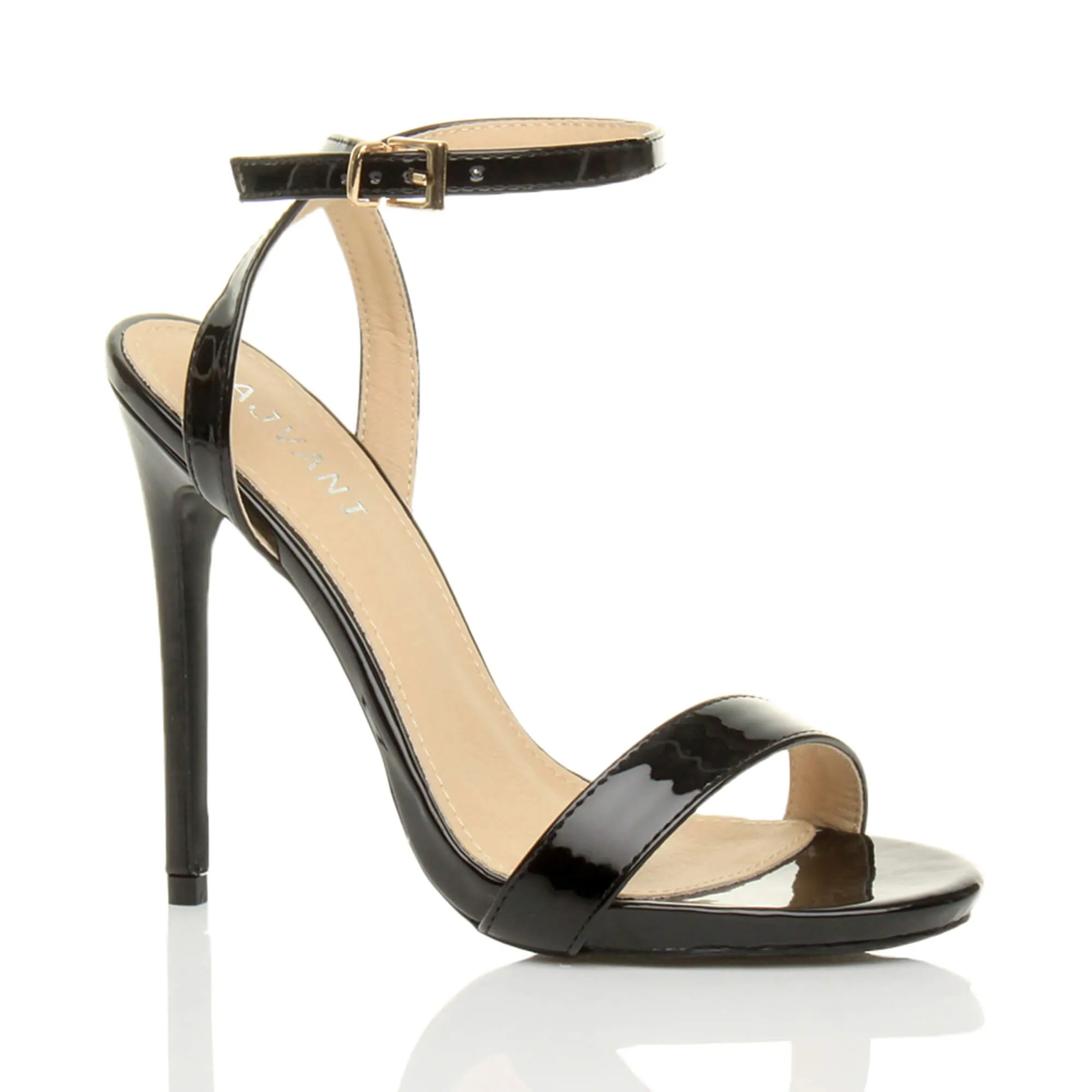 High  Heel Ankle Strap Barely There Patent Heeled Sandals