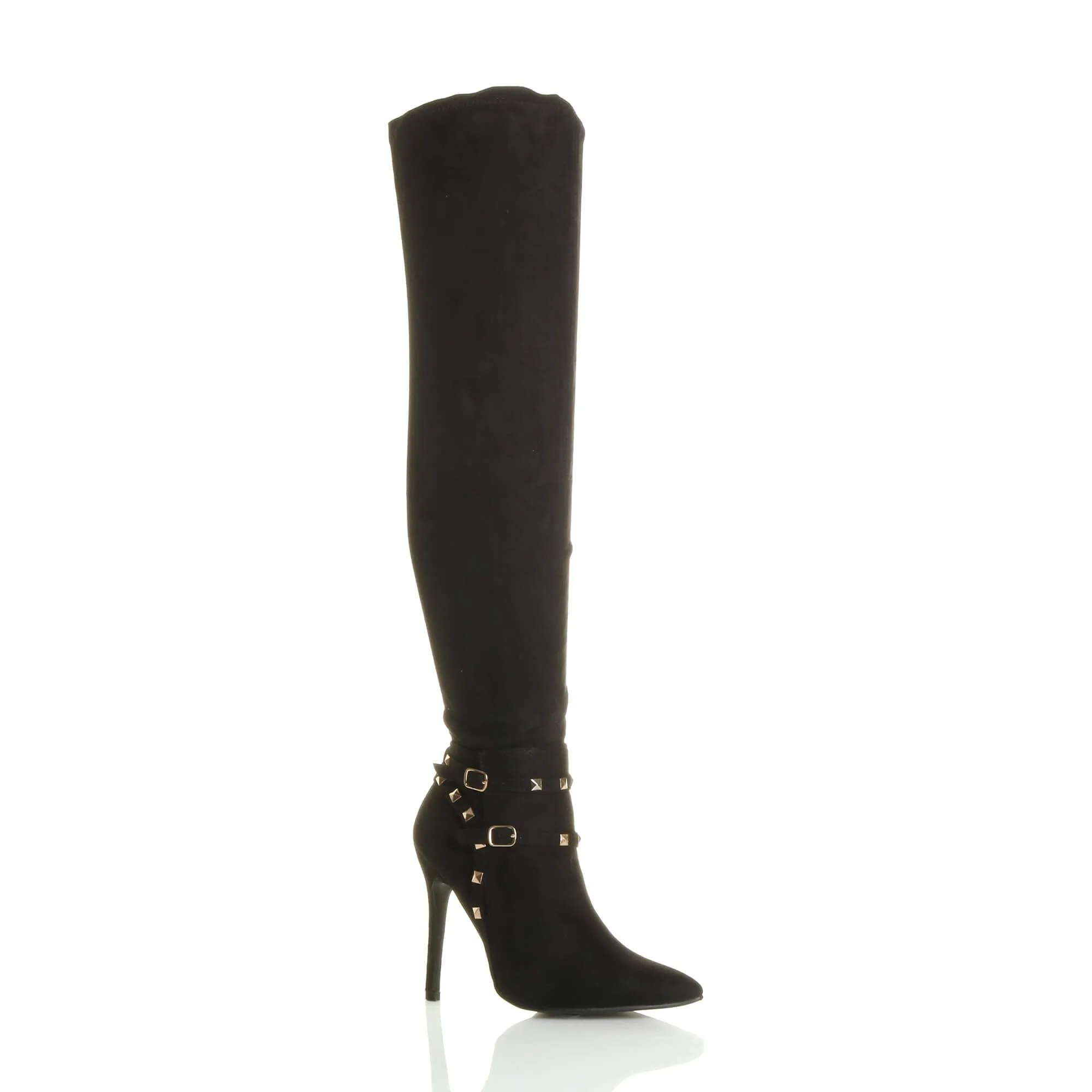 High  Heel Studded Stretchy  Over The Knee Boots