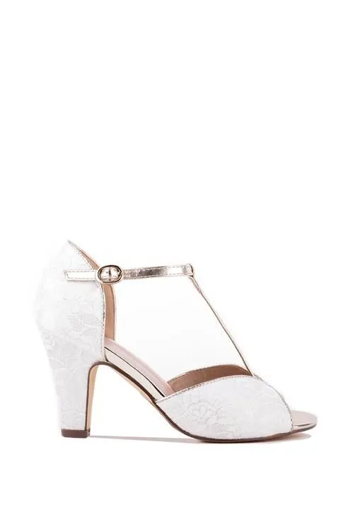 Satin 'Quentin' High Heel Block Heel T-Bar Sandal