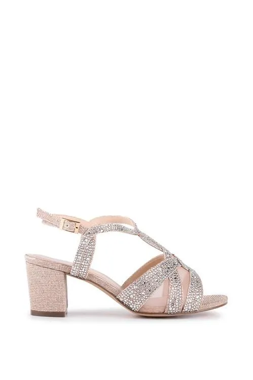 Glitter 'Nadia' Wide Fit Block Heel Sandals