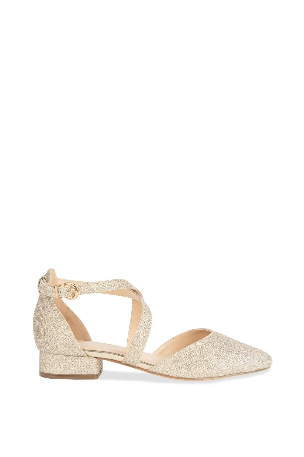 Glitter 'Inaya' Mid Block Heel Court Shoes
