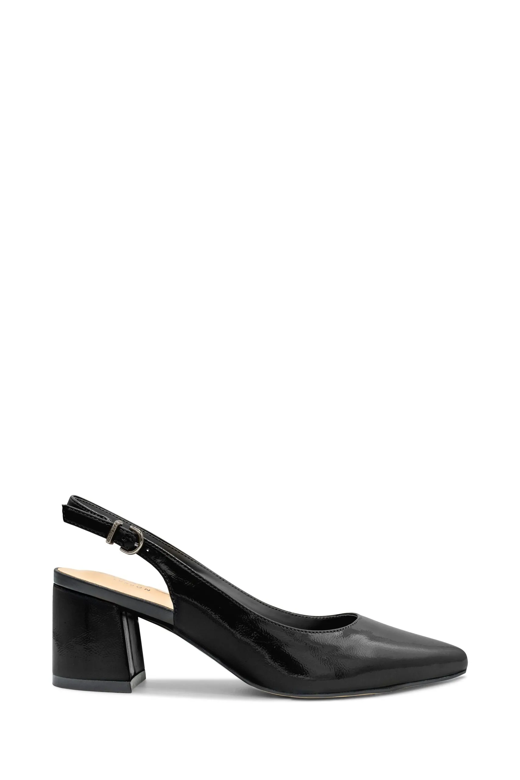 Patent 'Isabel' Mid Block Heel Slingback Court Shoe