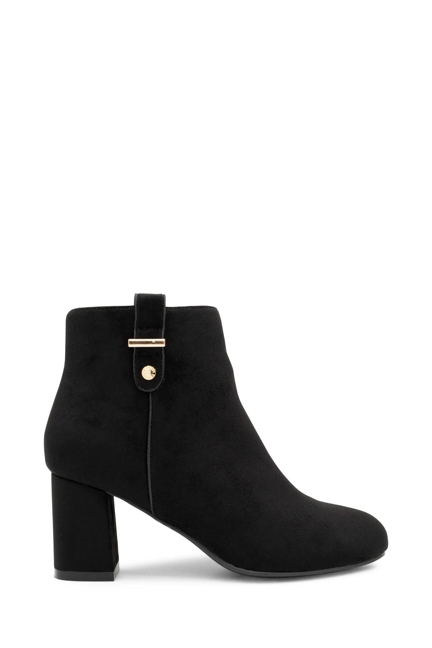 Billie' Micro Suede Wide Fit Mid Block Heel Ankle Boot