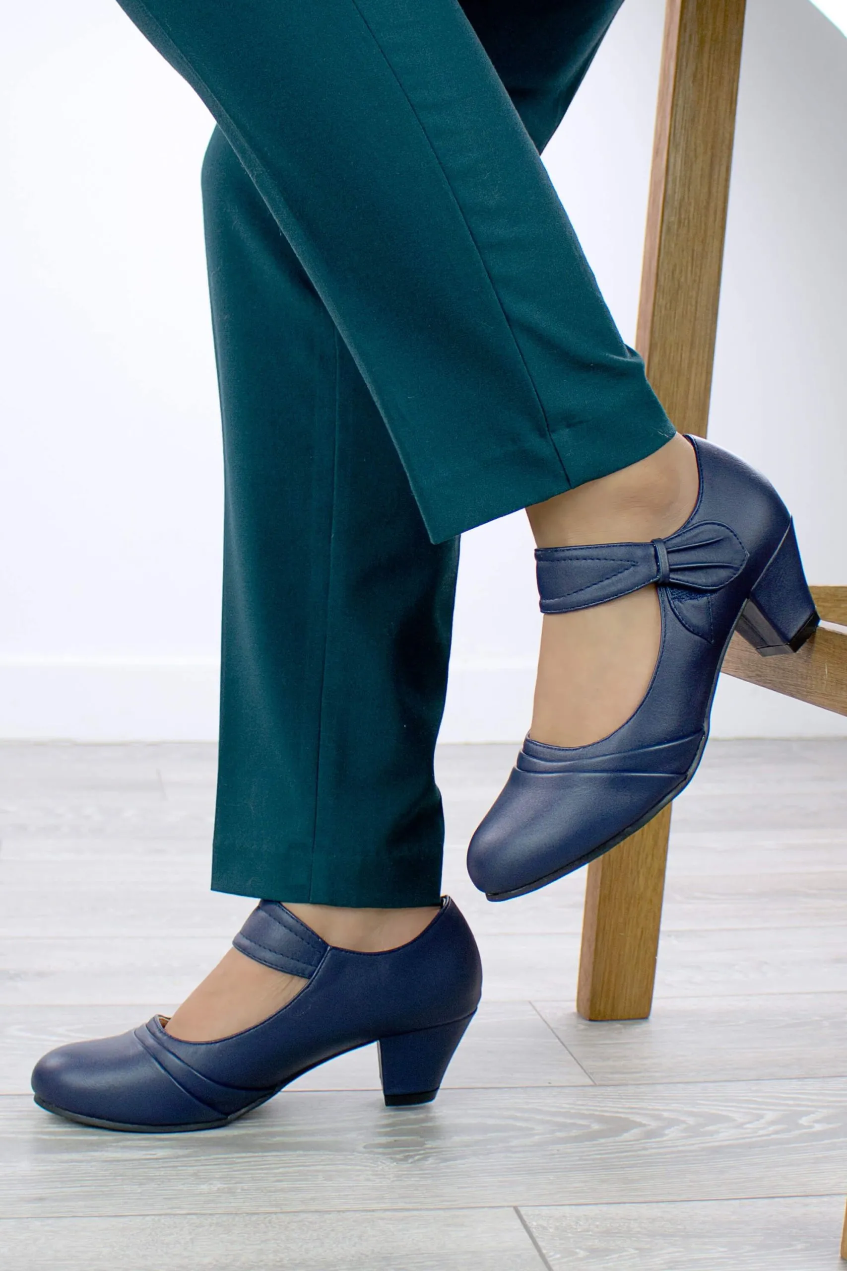 Mid Block Heel Mary Jane Comfort Work Court Shoes