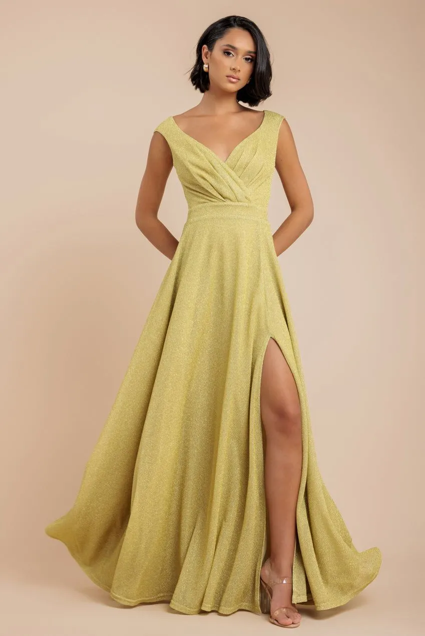 Crossover Sparkling Glitter Maxi Dress