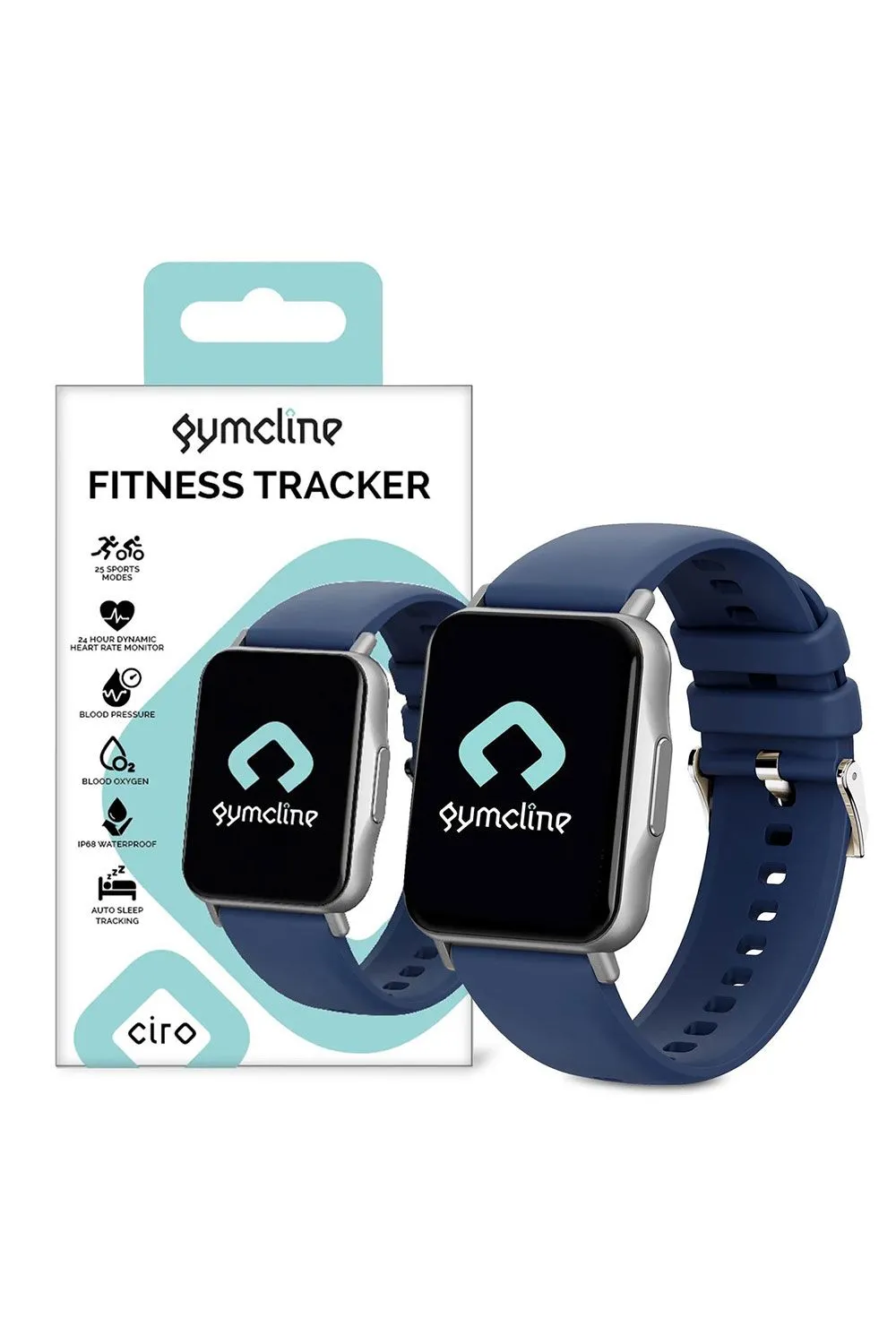 Gymcline Ciro Fitness Tracker with 25 Sports Modes & IP68 Water Protection, Navy