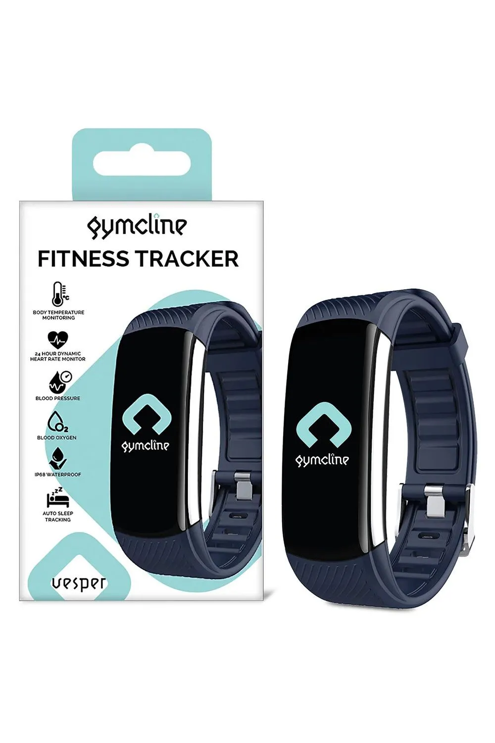 Gymcline Vesper Fitness Tracker with Body Temperature Monitoring, Navy
