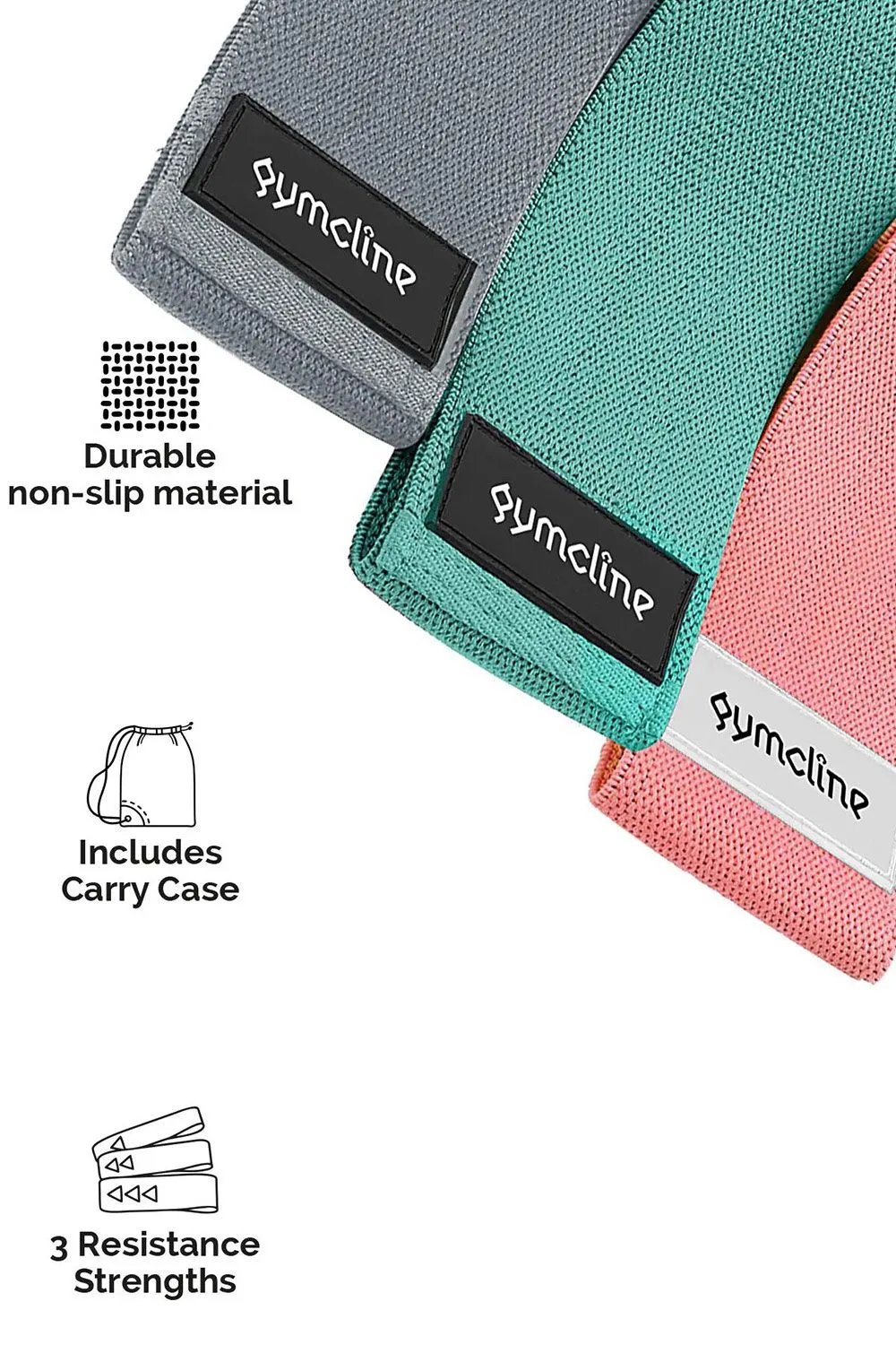 Gymcline Resistance Bands Set for Beginners to Experts w/ 3 Levels & Storage Bag