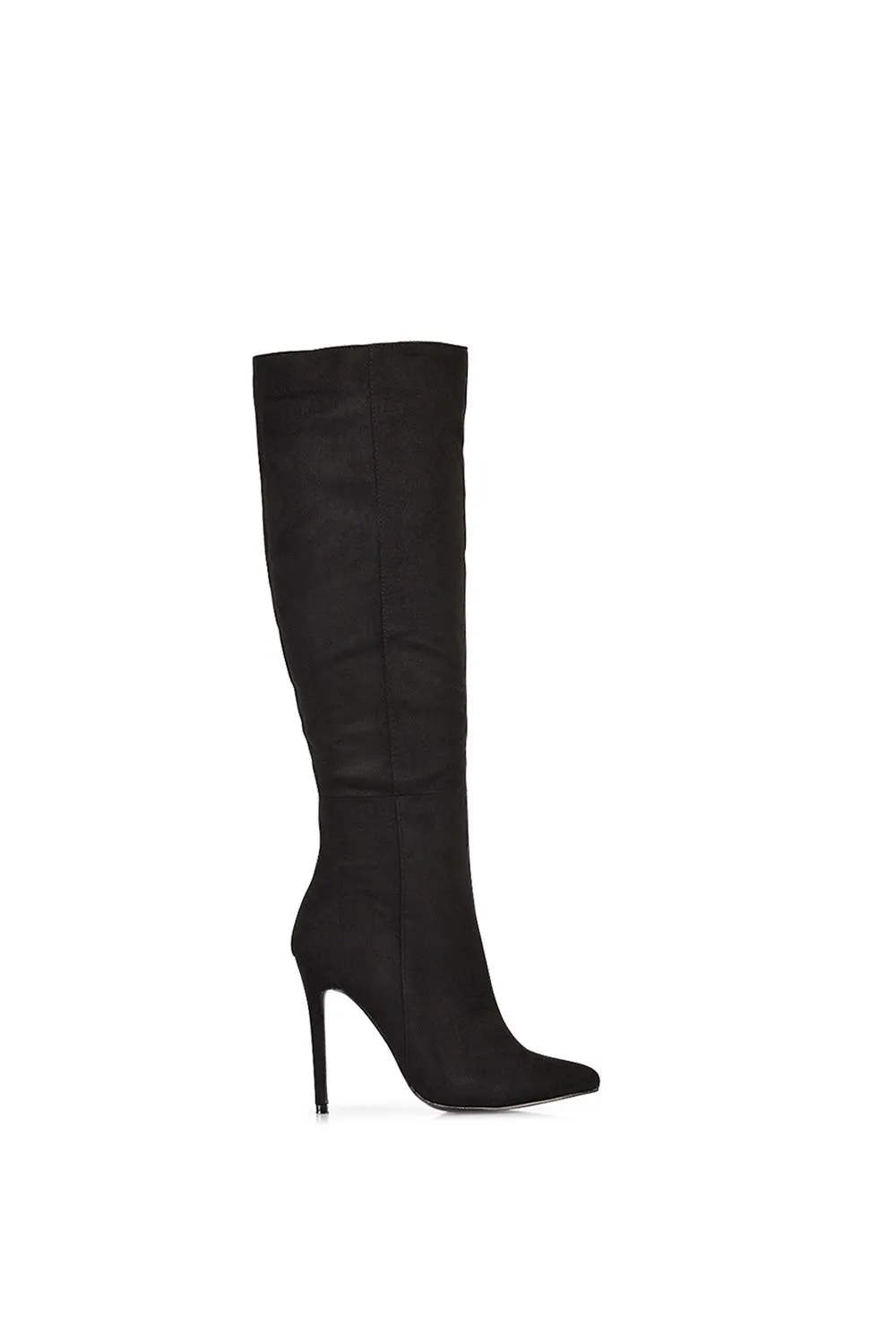 'Nora' Pointed Toe Zip Up Knee High Stiletto Heel Long Boots