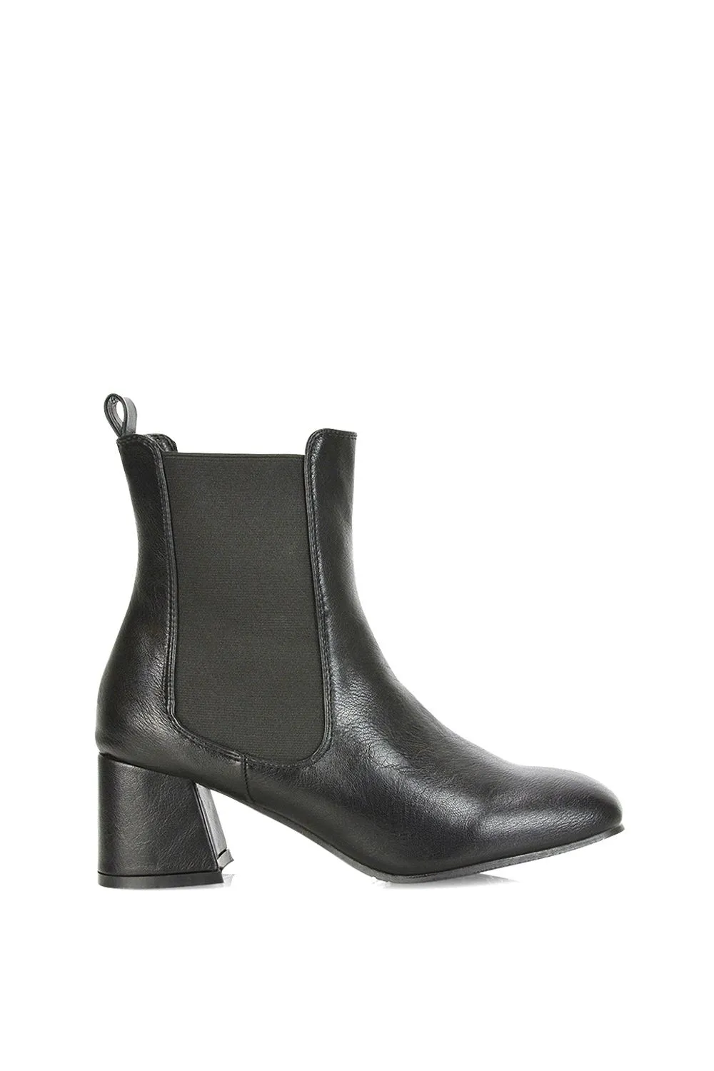 'Luca' Square Toe Pull On Mid Block Heel Chelsea Boots