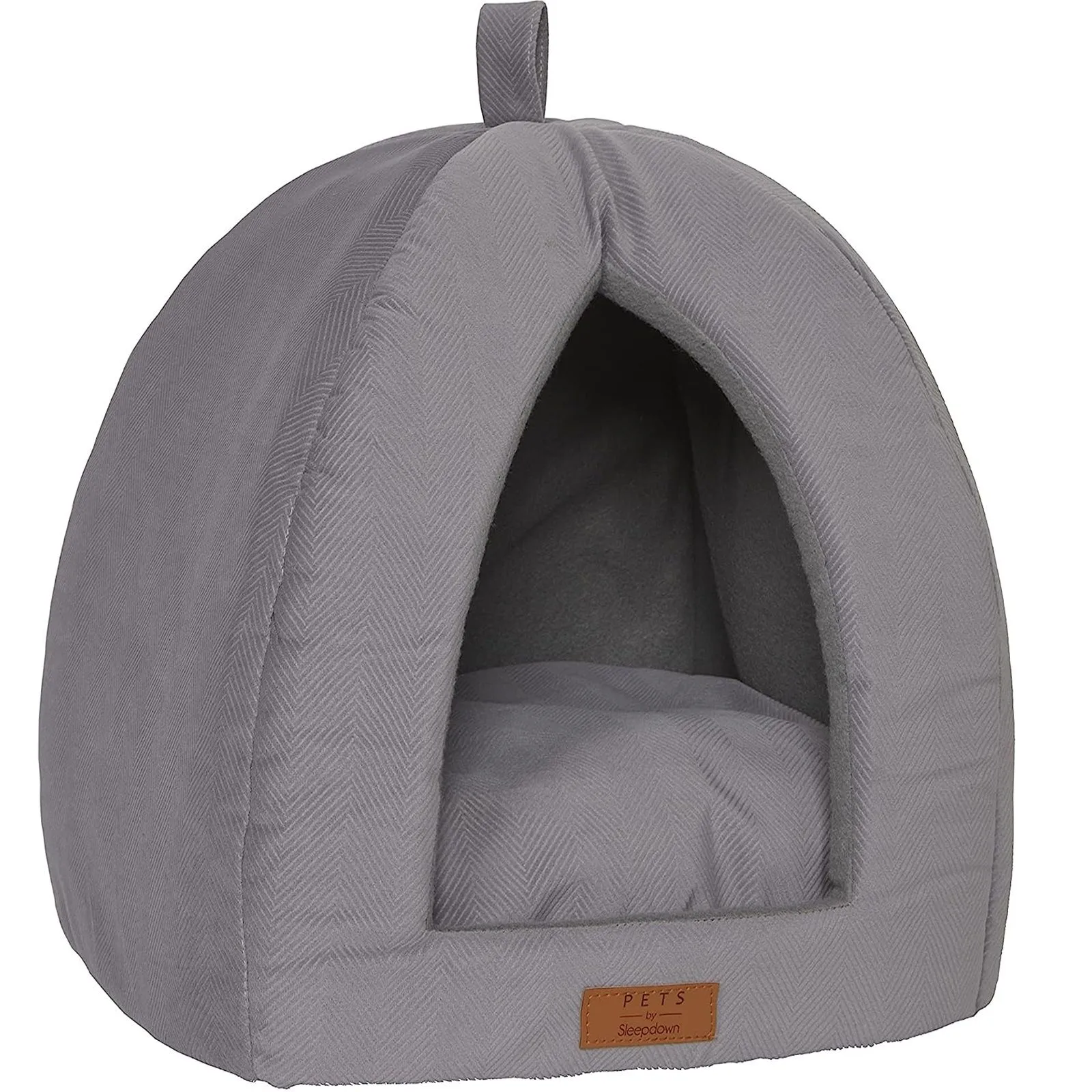 Grey Small Pet Dog Cat Bed Folding Dome Pod Puppy Kitten Igloo