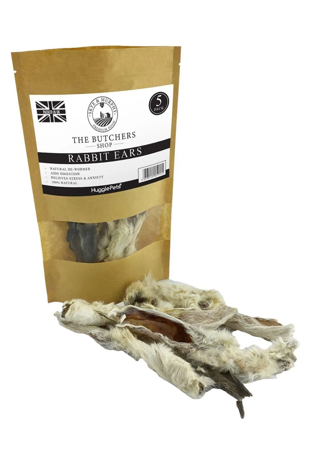 The Butchers Shop Rabbit Ear with Hair Natural Raw Dog Treat (5 Per Pack)