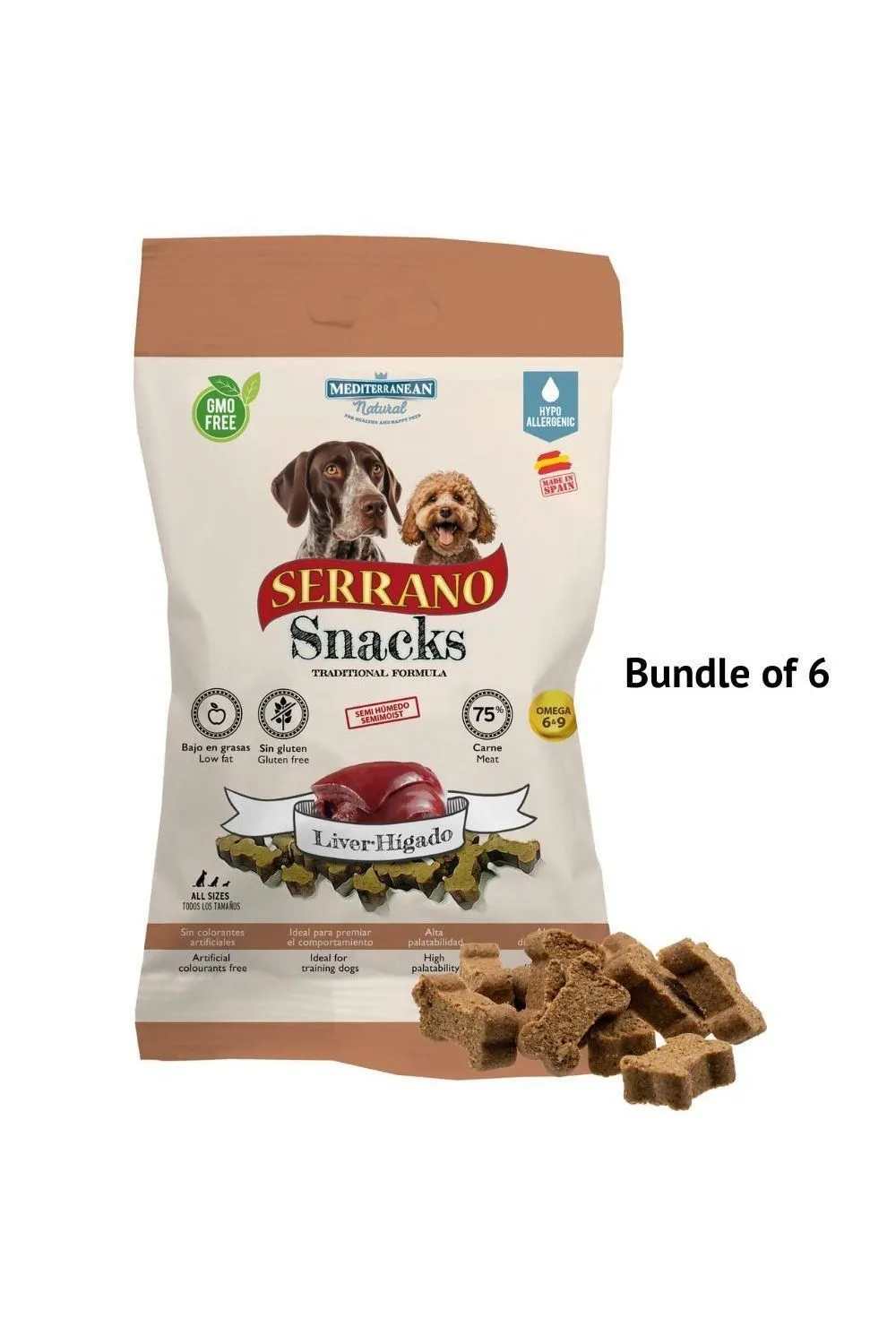 Mediterranean Natural Serrano Snacks Dog Treat - Liver x6
