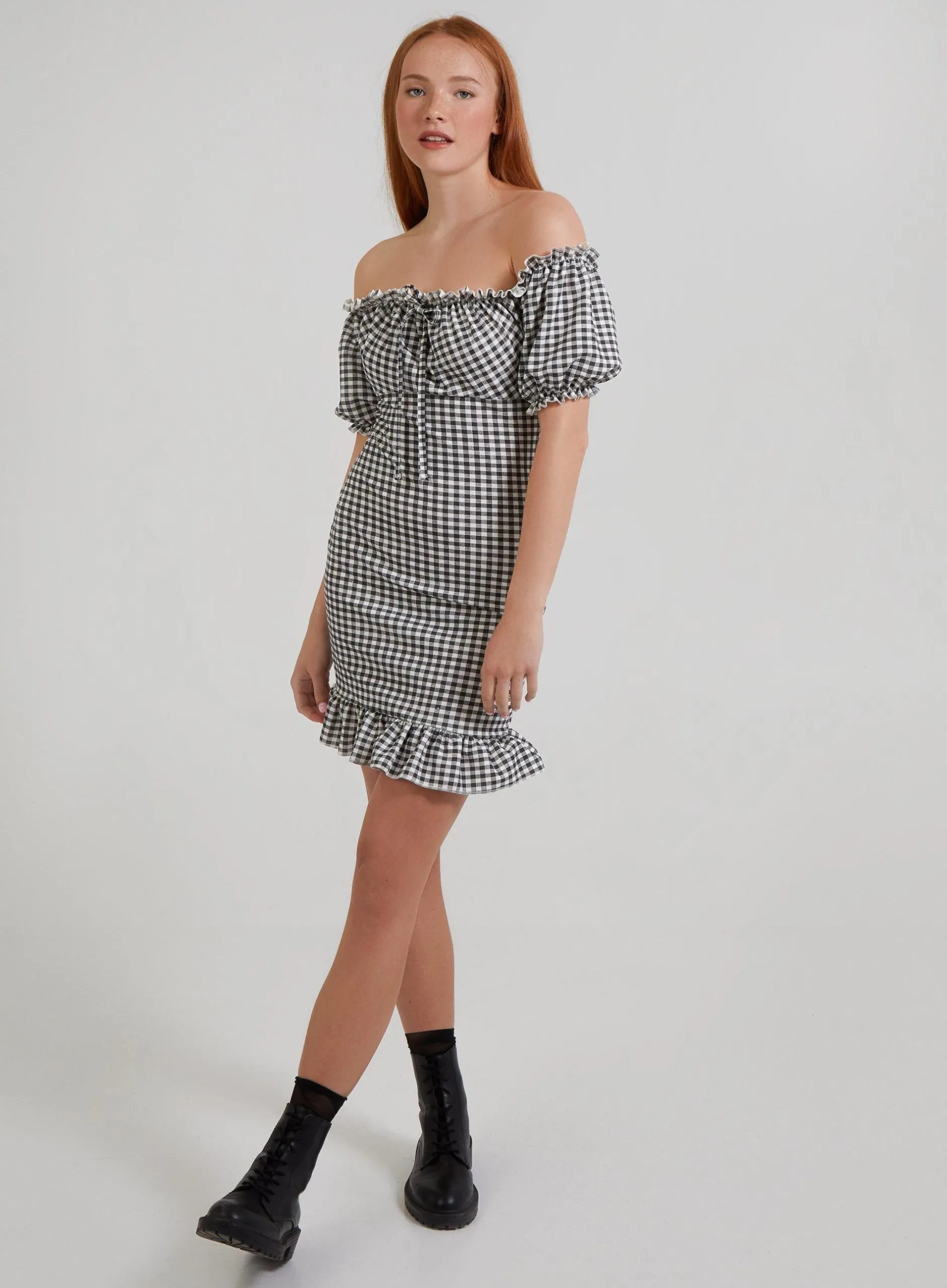Gingham Gypsy Bardot Dress