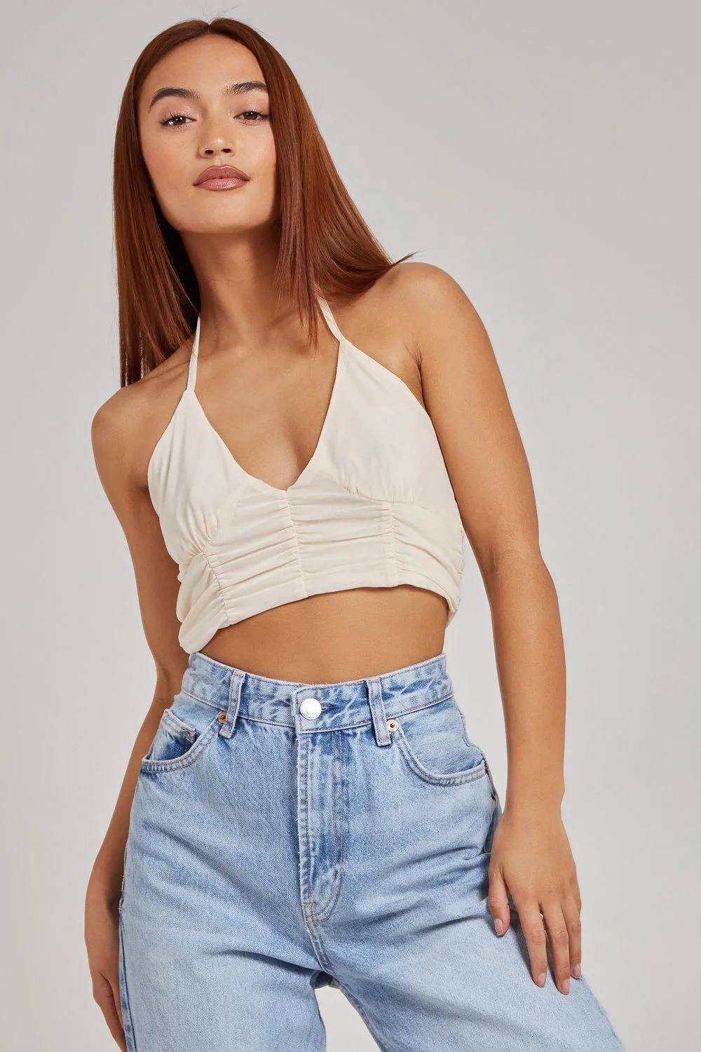 Halterneck Cross Over Mesh Bralette