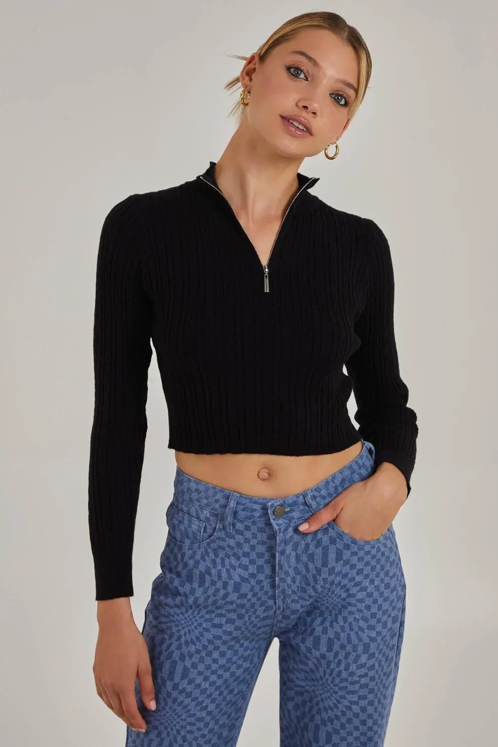 High Neck Zip Jumper