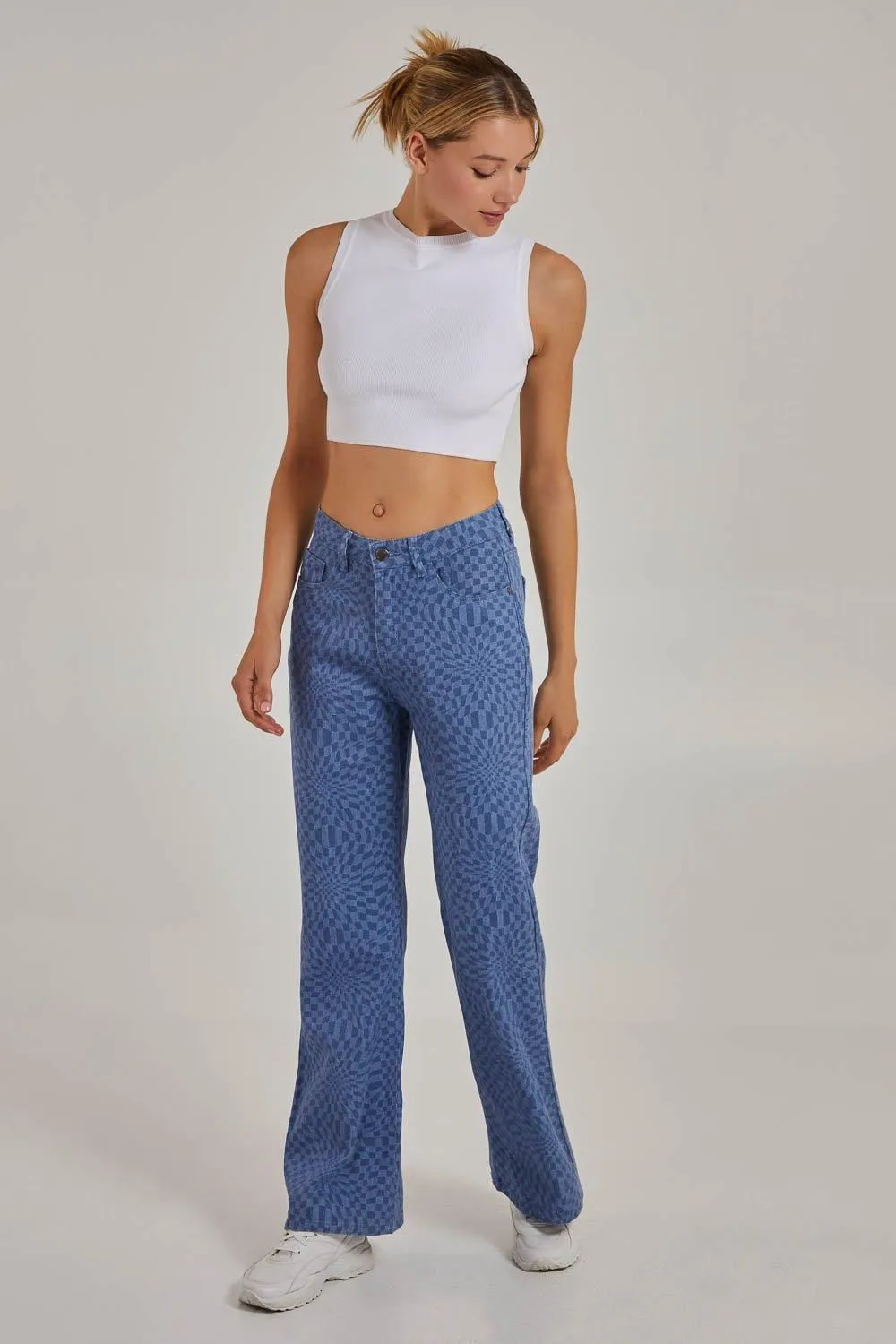 Retro Checkered Jeans