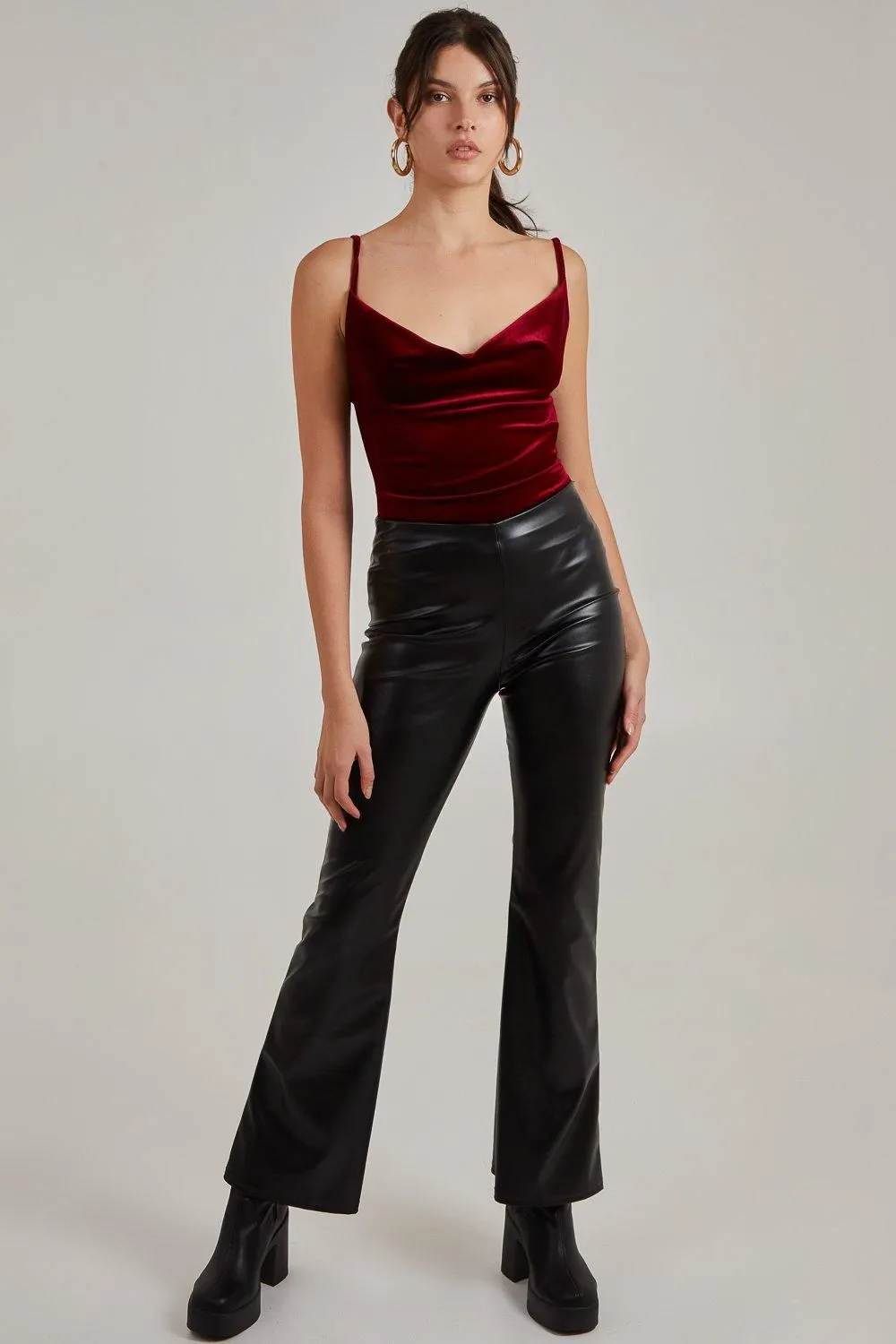 Flare Leather Look Trousers