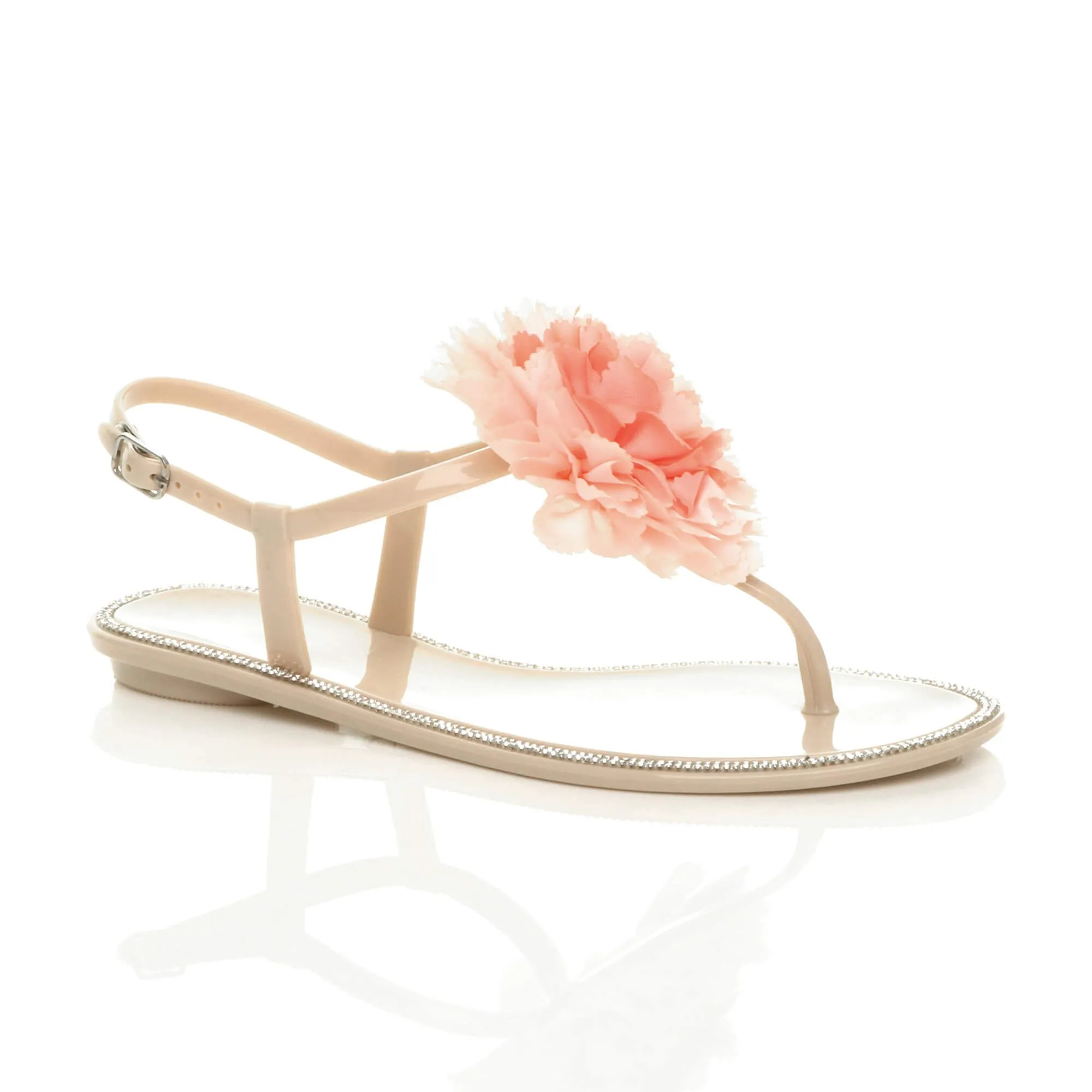 Flat  Heel Toe Post Flower Jelly  Sandals