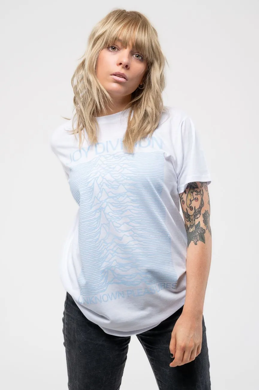 Unknown Pleasures Blue on White T Shirt