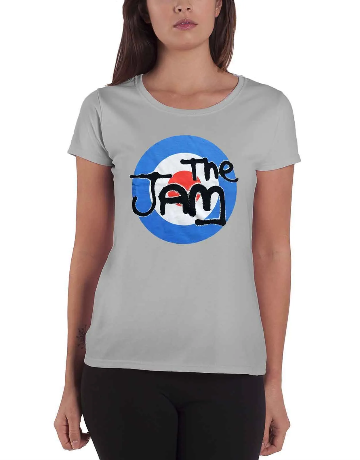 Spray Target Band Logo Skinny Fit T Shirt