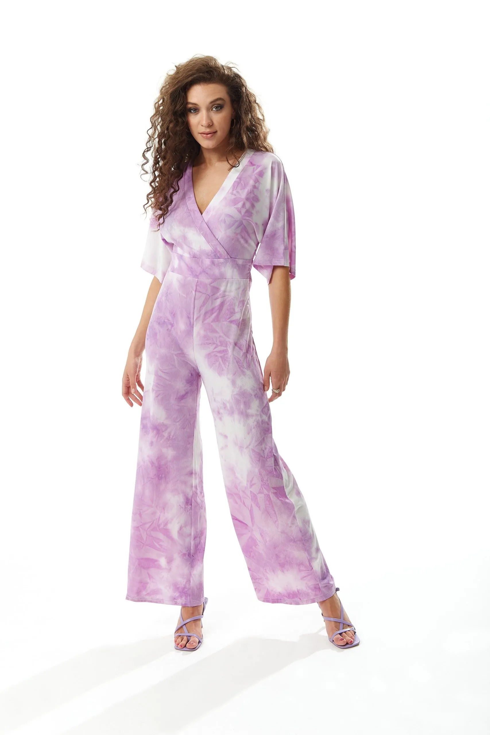 Jumpsuit In White and Pink Tie Dye