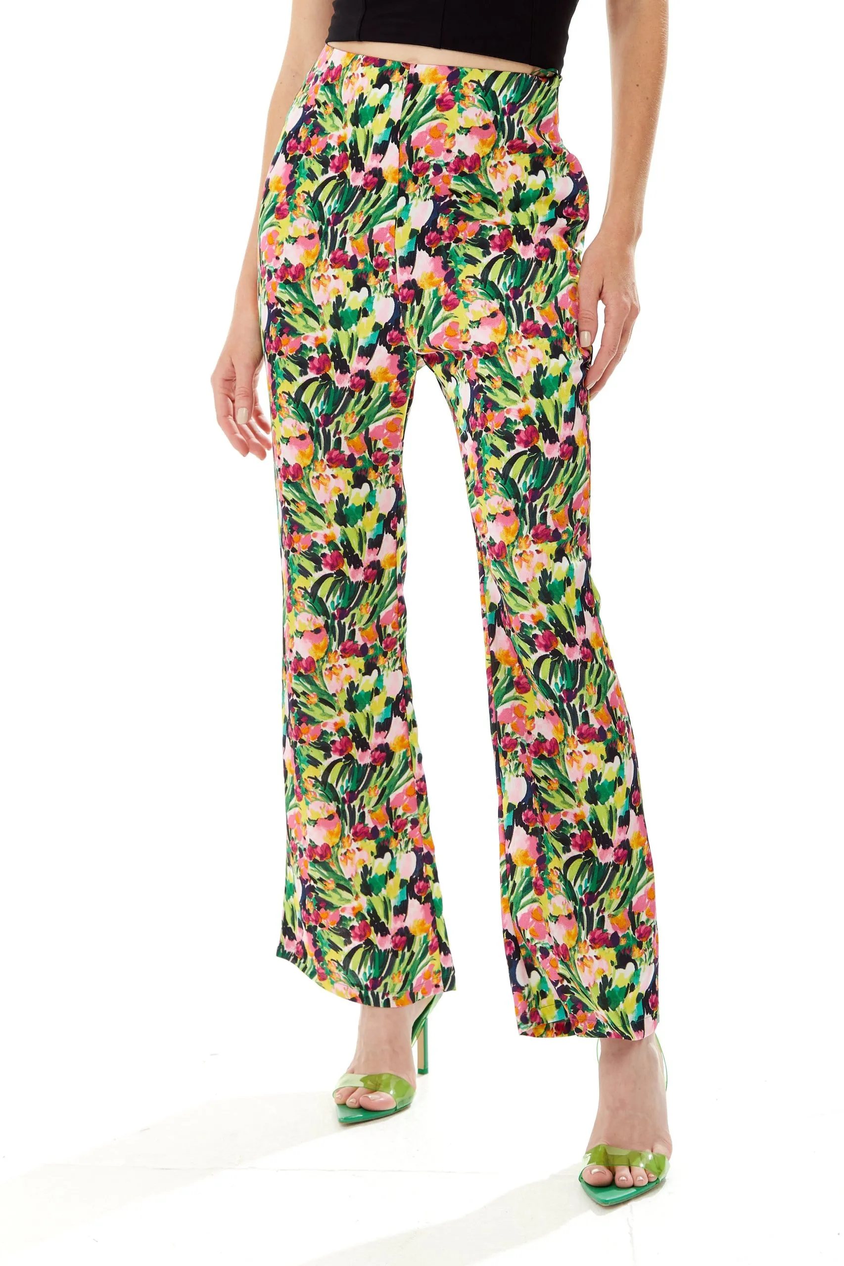 High Waist Trousers In Floral Print