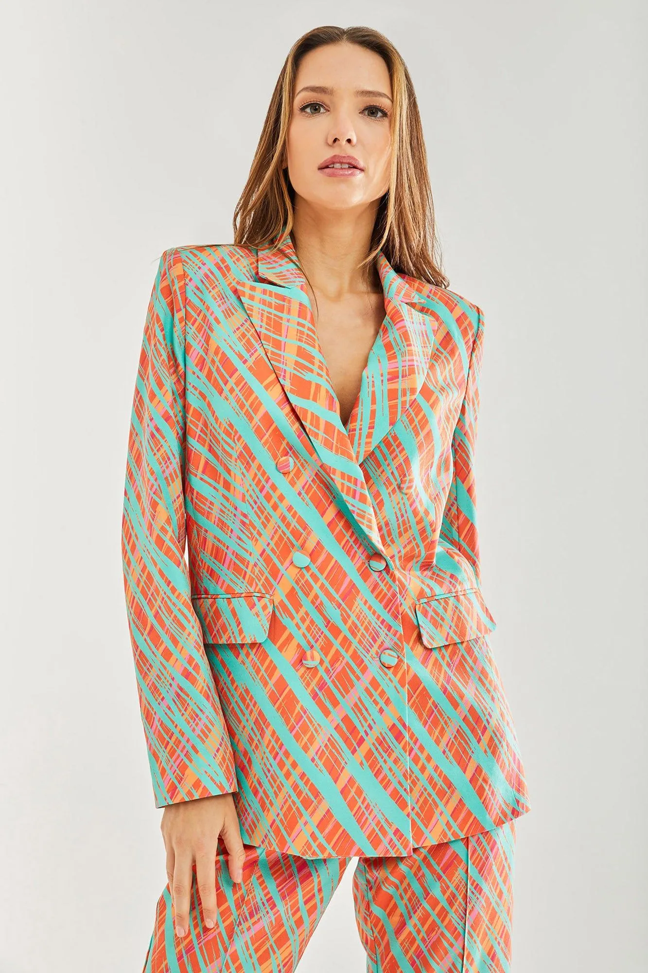 Orange Scribble Print Blazer