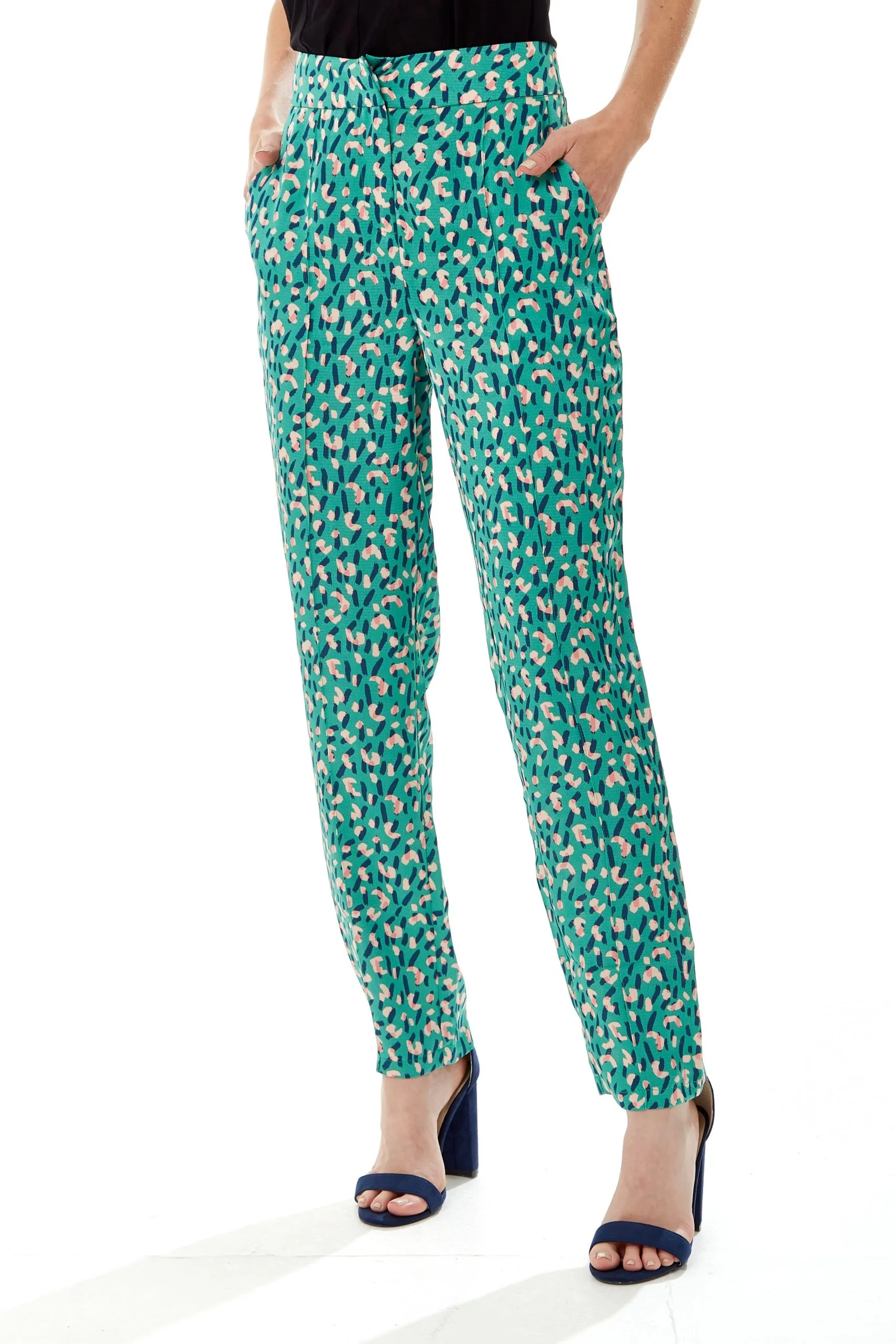 Stroke Print Trousers in Green