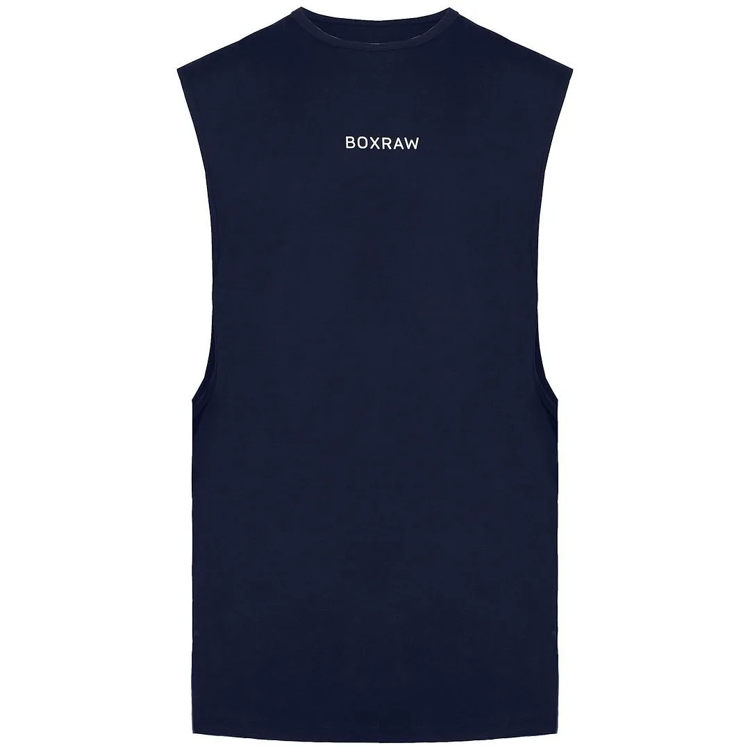 Crew Neck Navy Sleeveless Relaxed Fit SMRT-TEC Muscle Tank Top