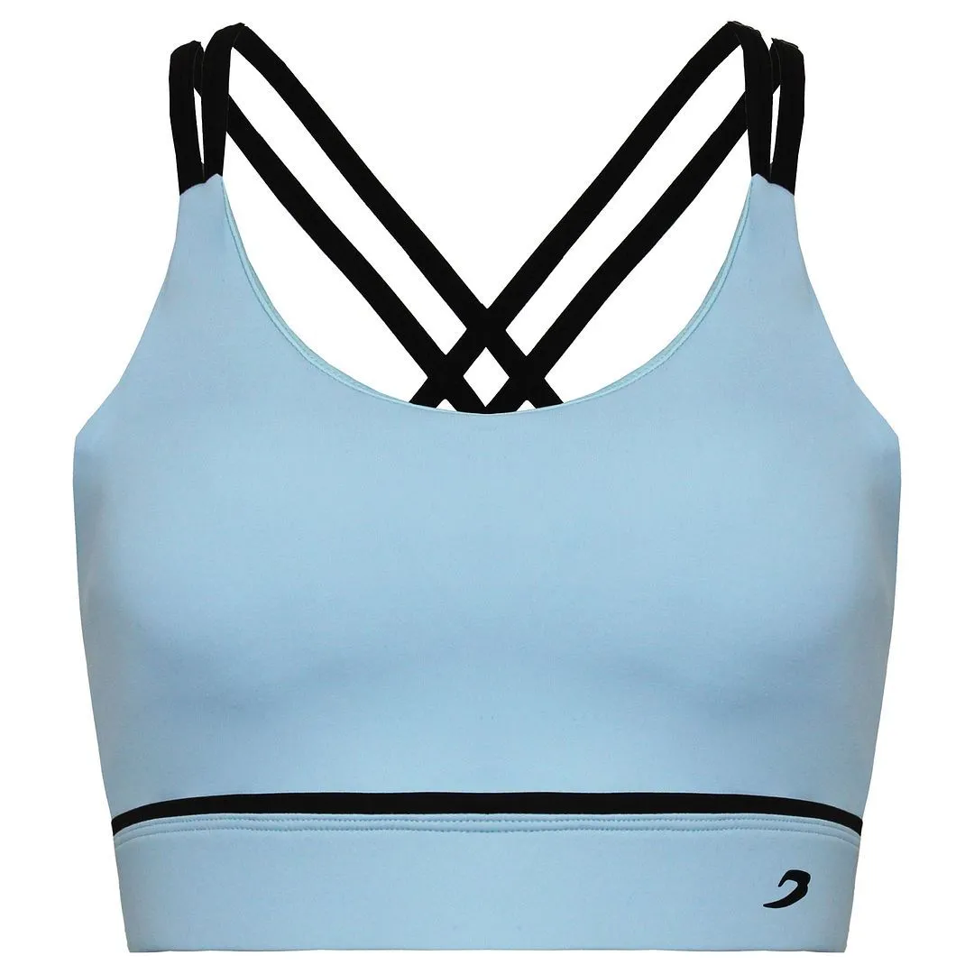Medium Support Baby Blue Graphic Logo Valerie Sports Bra