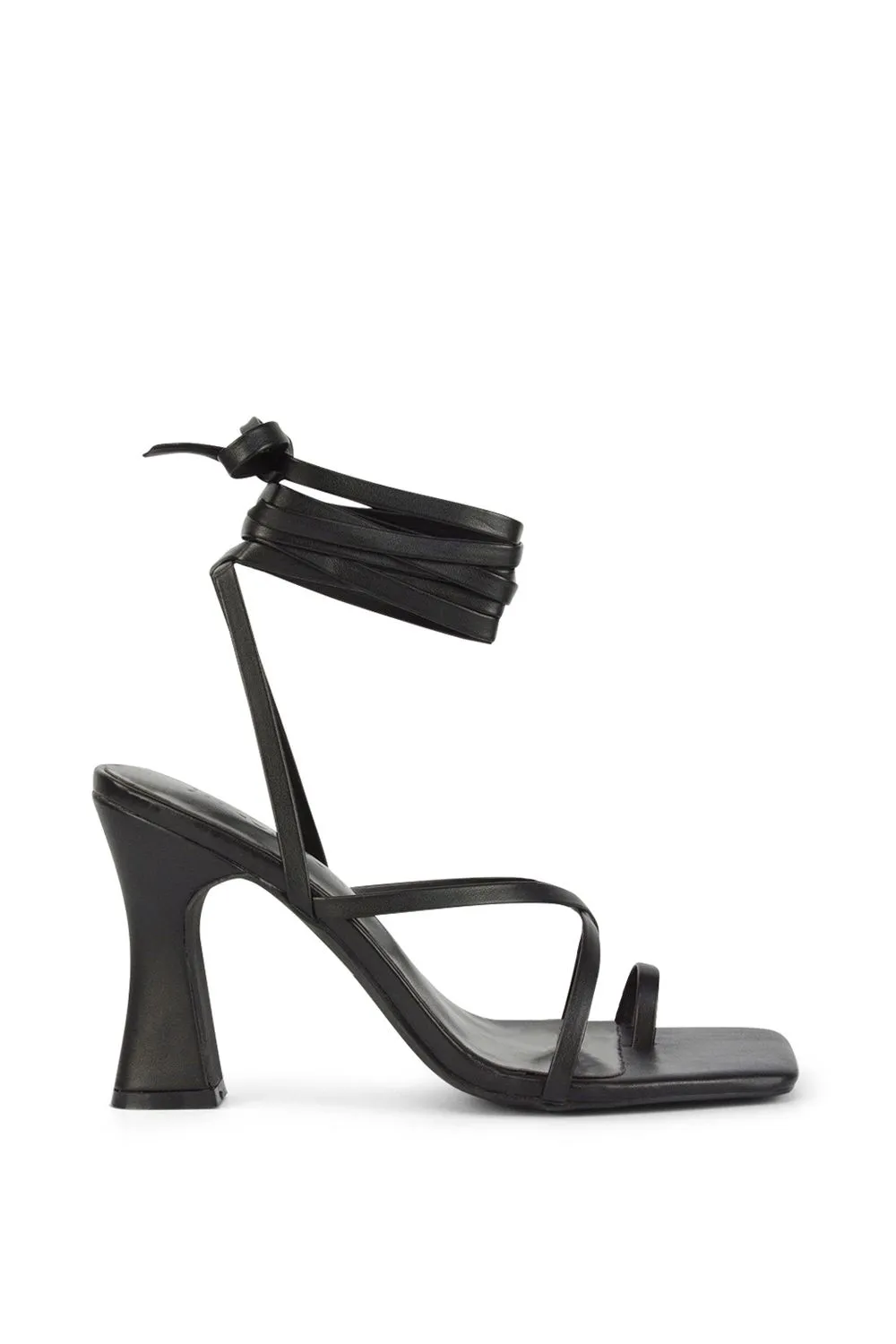 'Dylan' Square Toe Lace up Strappy Block High Heel Sandals