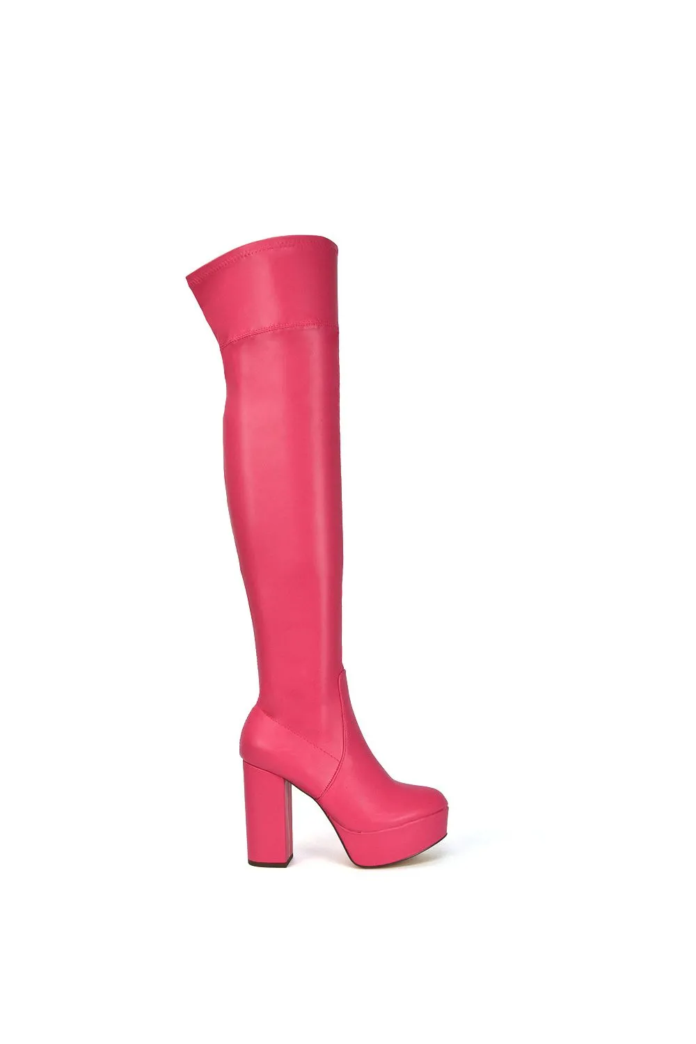 'Beverly' Block High Heel Over The Knee Thigh High Platform Boots