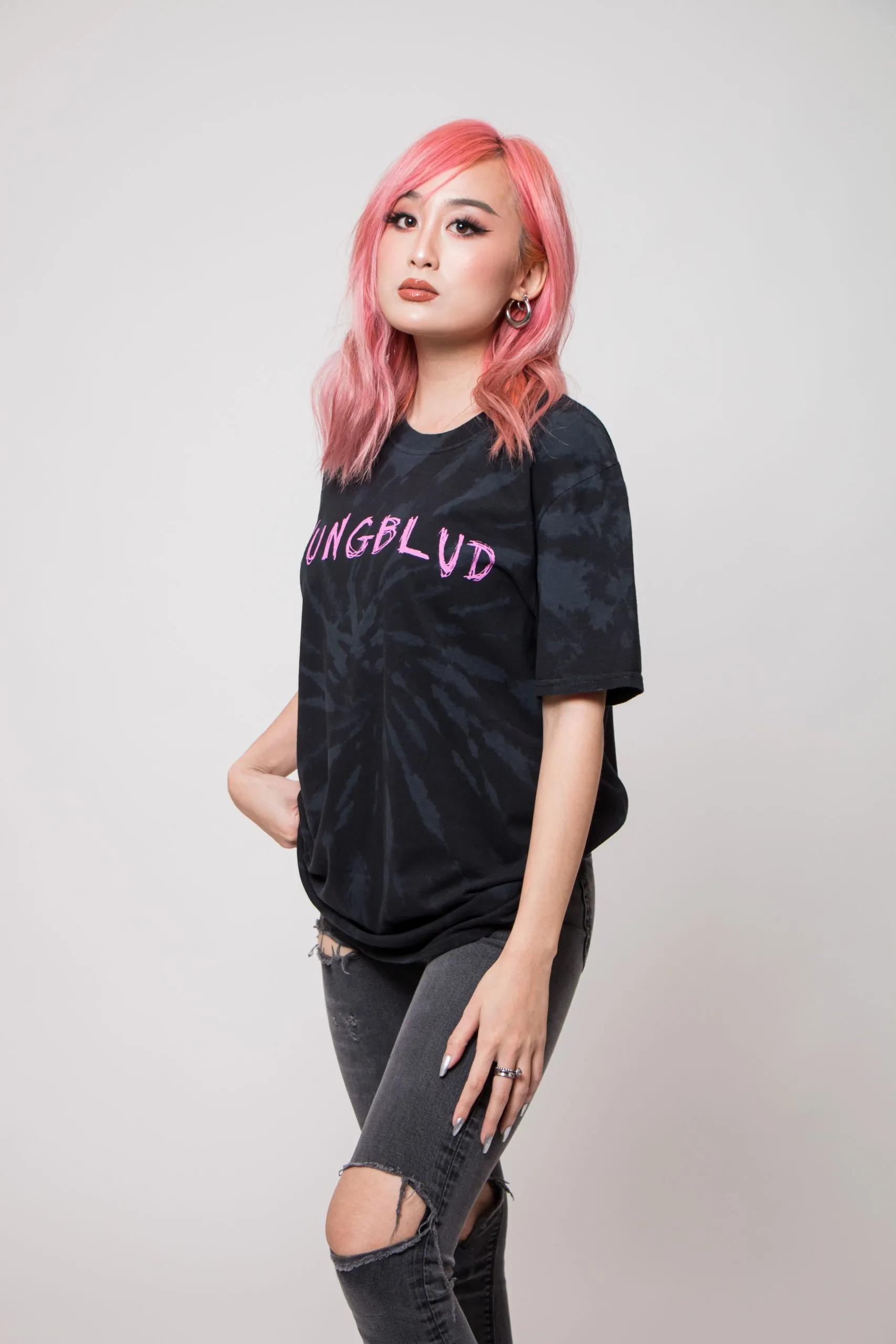 Scratch Logo Dip Dye Fashion T Shirt