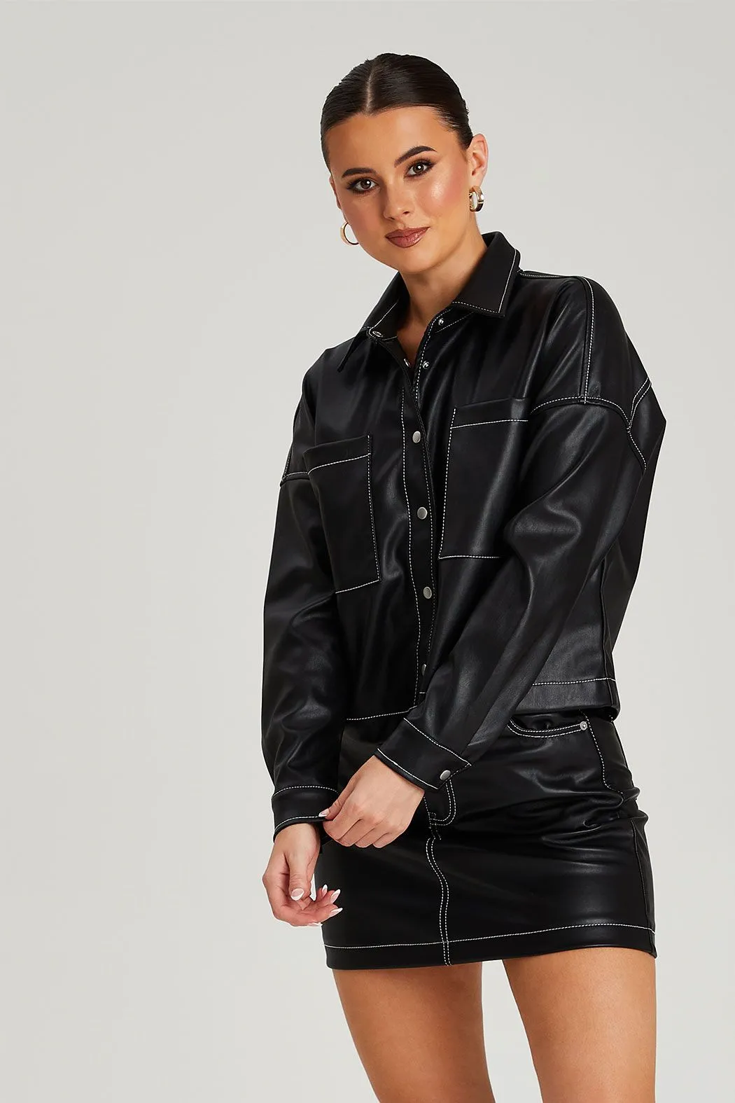 Black PU Shirt