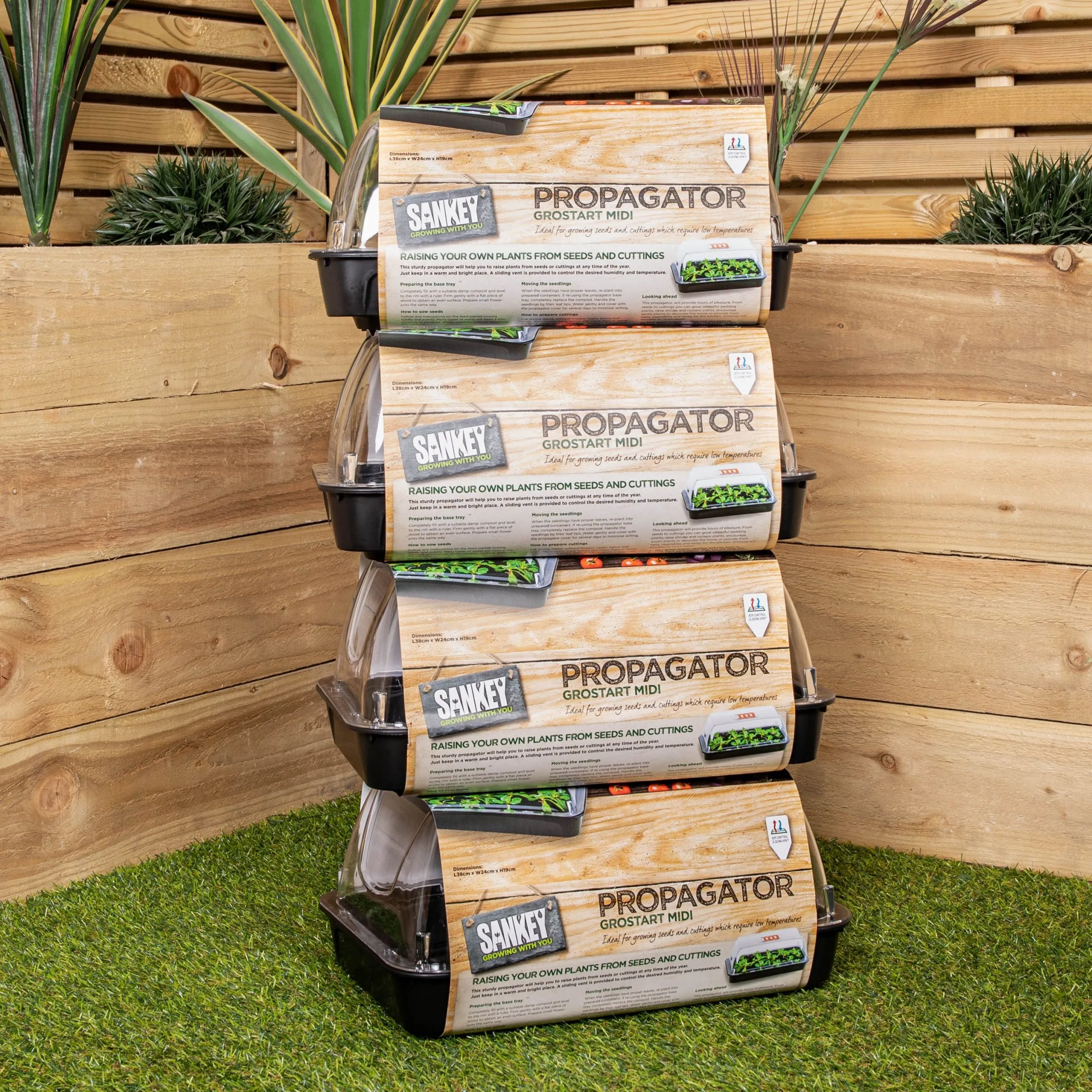 4 x 38cm Unheated Seed Starter Tray Grostart Midi Propagator Indoor Seedling Planter