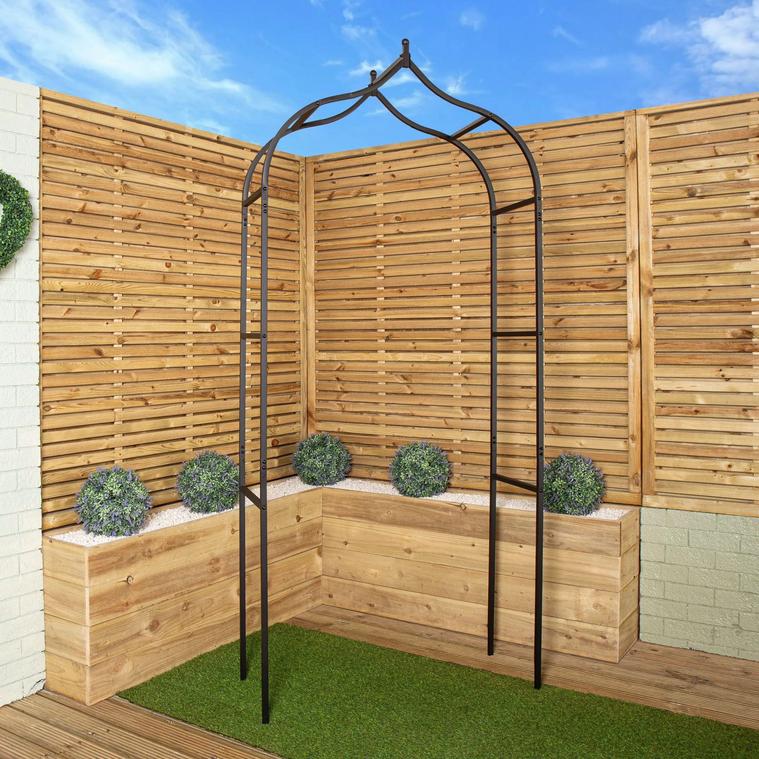 80cm x 45cm Large Cottage Heavy Duty Black Metal Herbaceous Garden Plant Support Grow Through