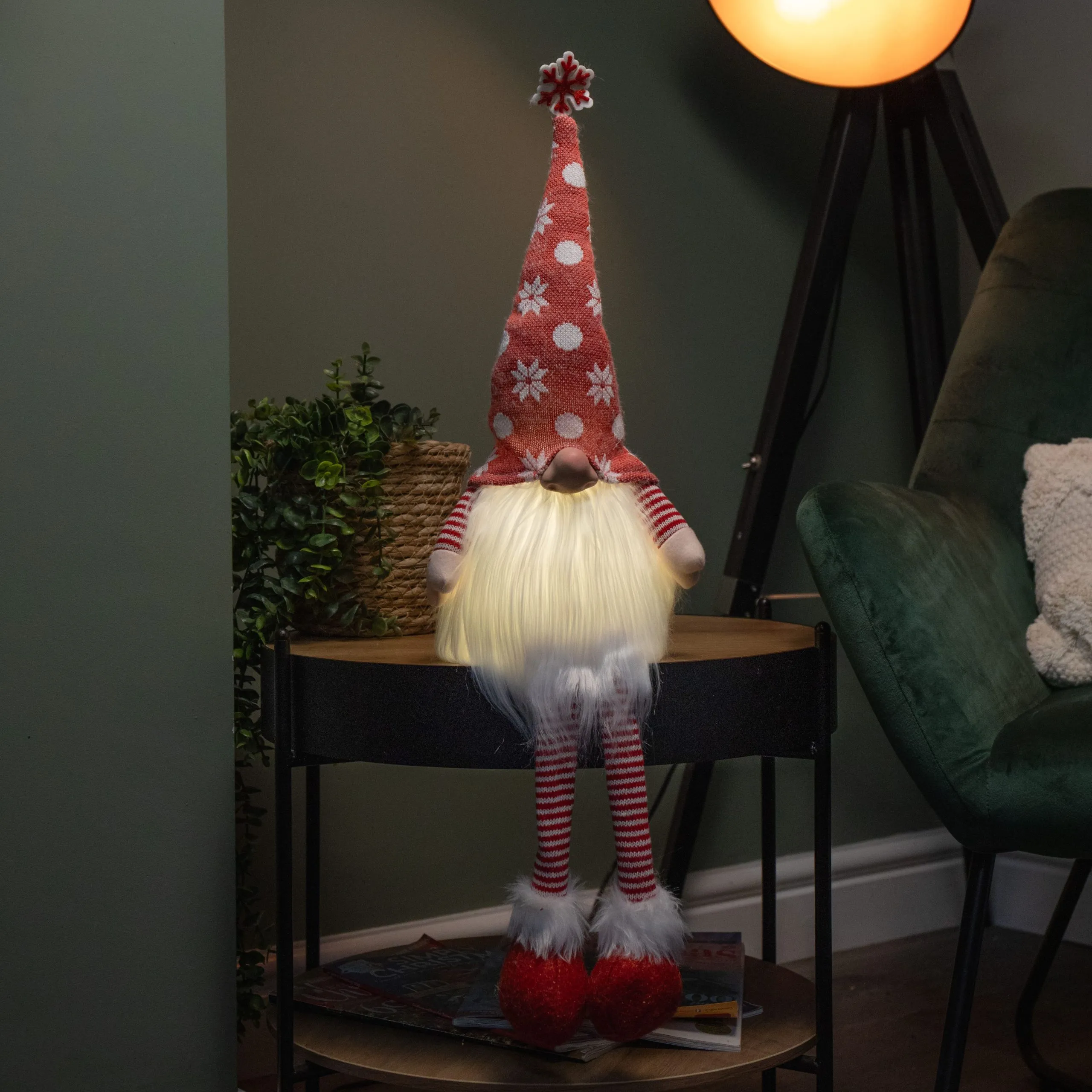 69cm Battery Operated Christmas Gonk Decoration with Dangly legs in Red