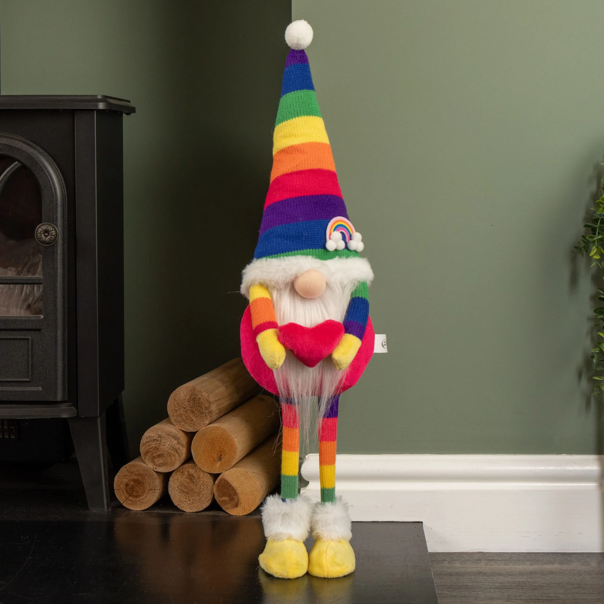 55cm Standing Plush Rainbow Christmas Gonk Decoration