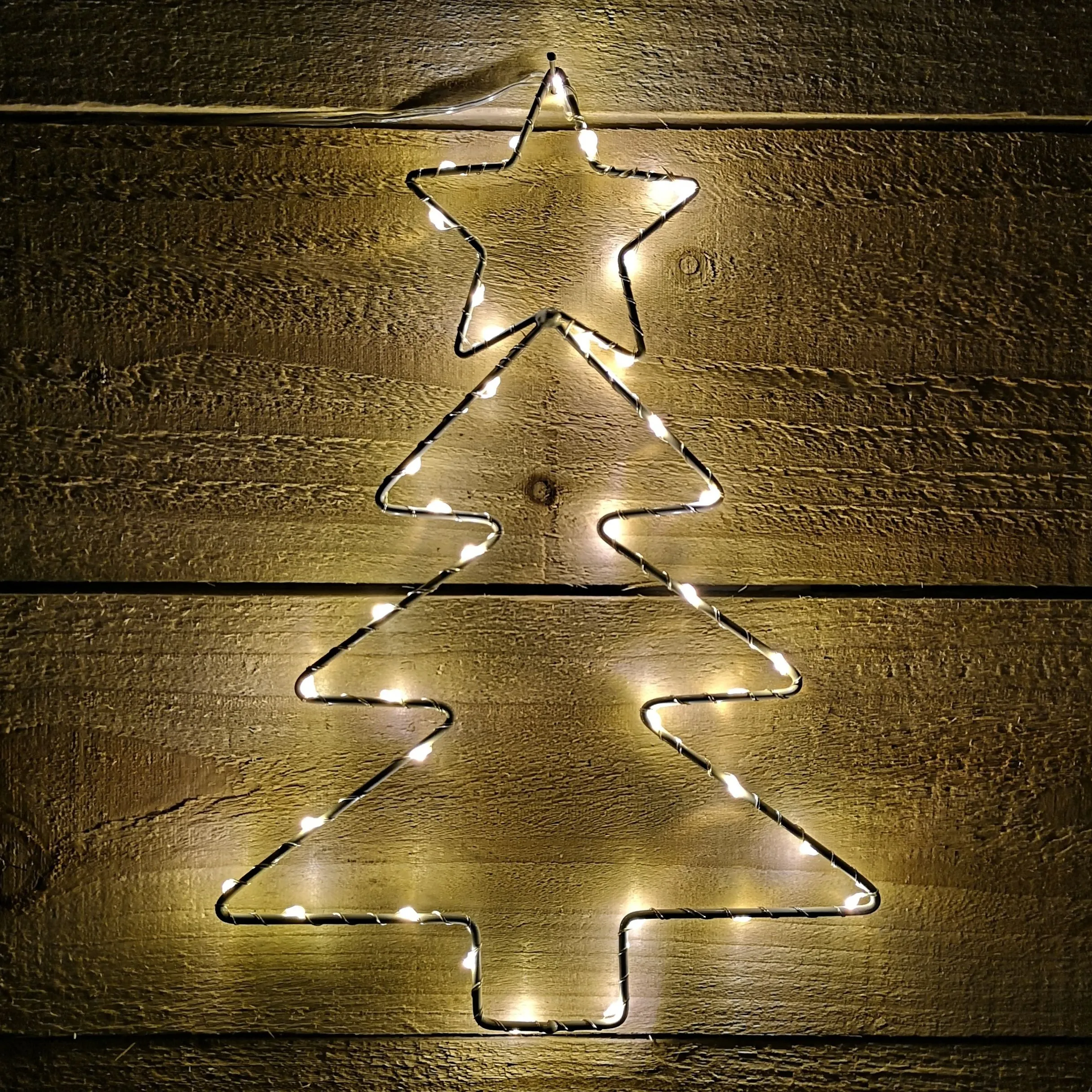 30cm Light up Iron Christmas Tree Silhouette with 40 Warm White LEDs