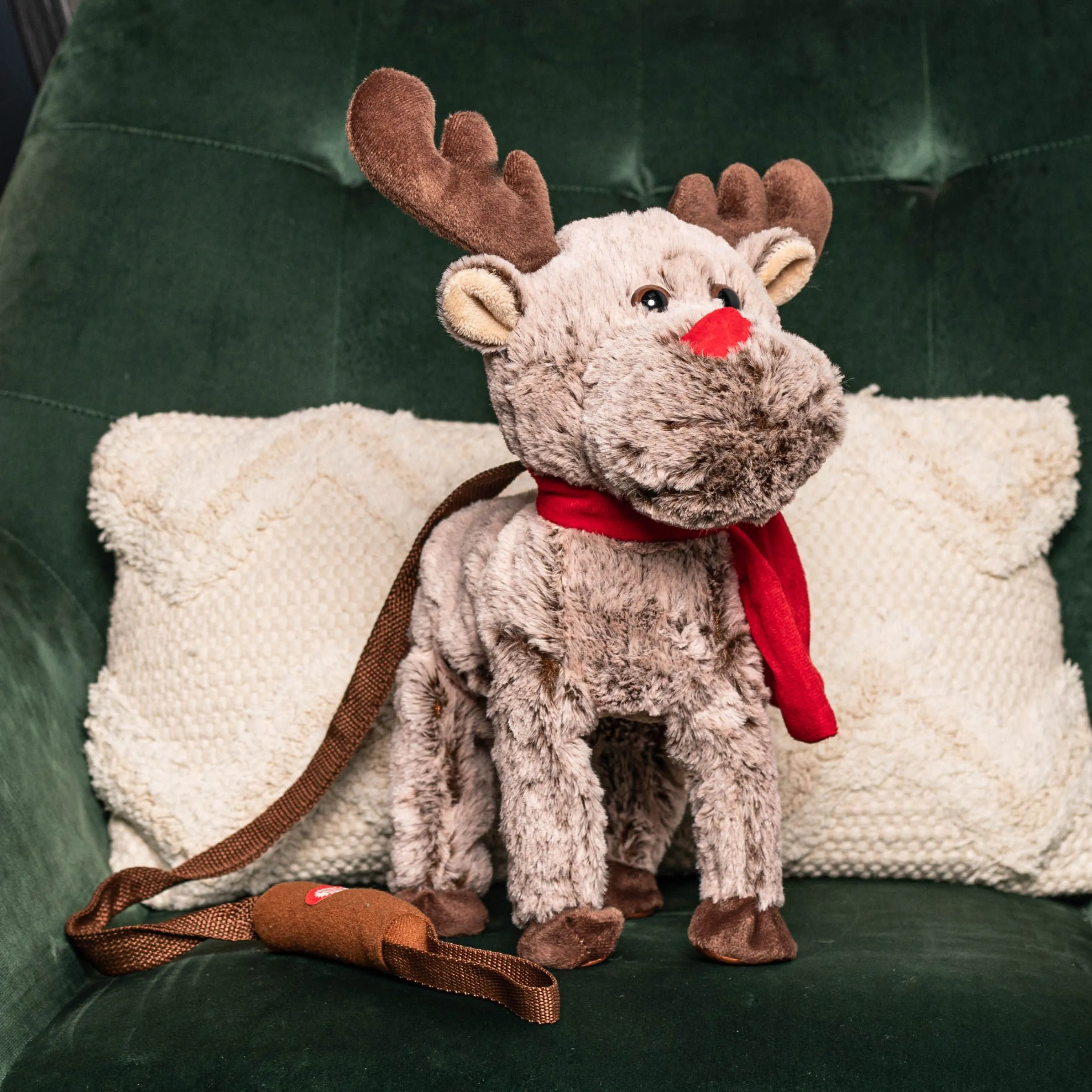 39cm Battery Operated Brown Plush Musical Walking Animated Christmas Reindeer